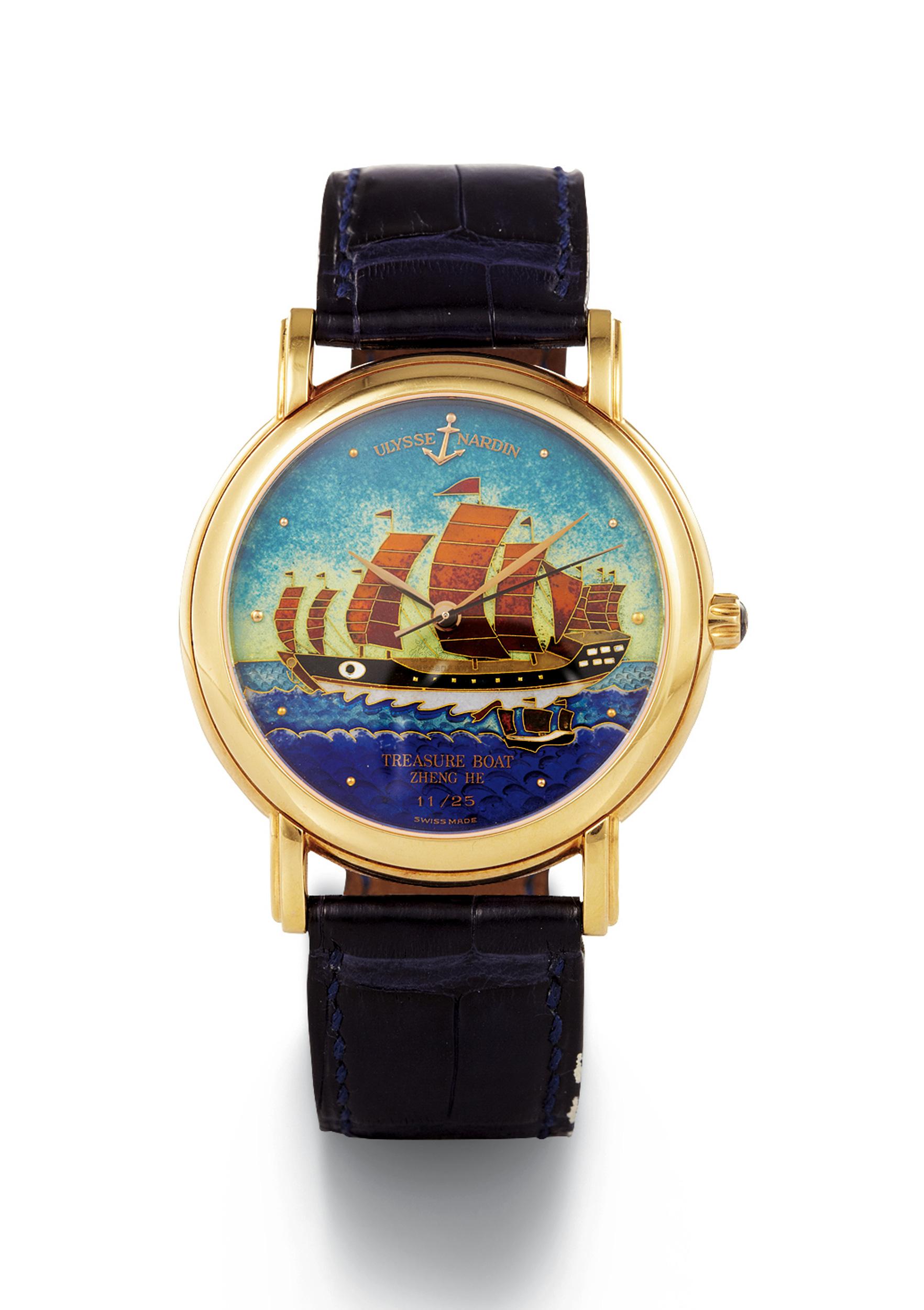 treasureBoat,treasureboat金色手表 0142 1997年制 雅典 san marco系列 "treasure boat zheng he" 18k