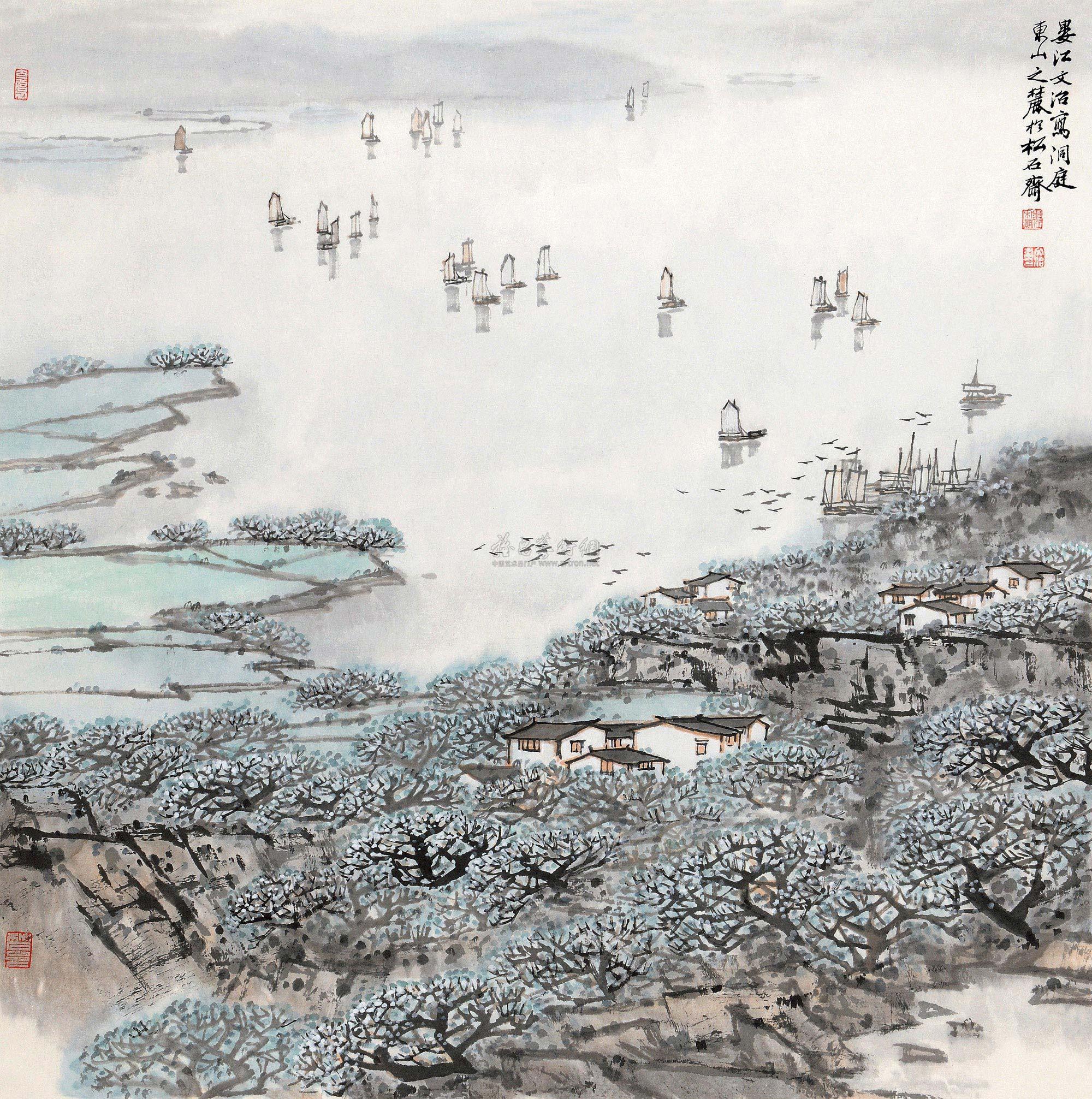 1289 洞庭帆影 立轴 设色纸本