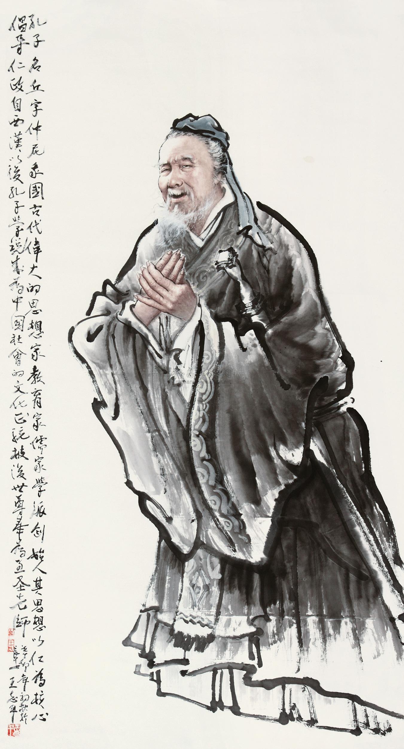 0401 孔子 立轴 设色纸本