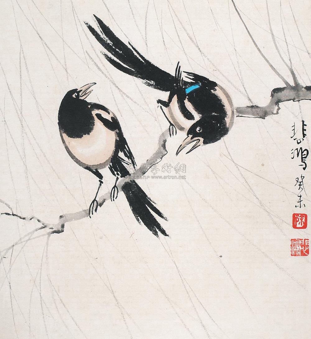 0235 喜鹊 立轴 设色纸本