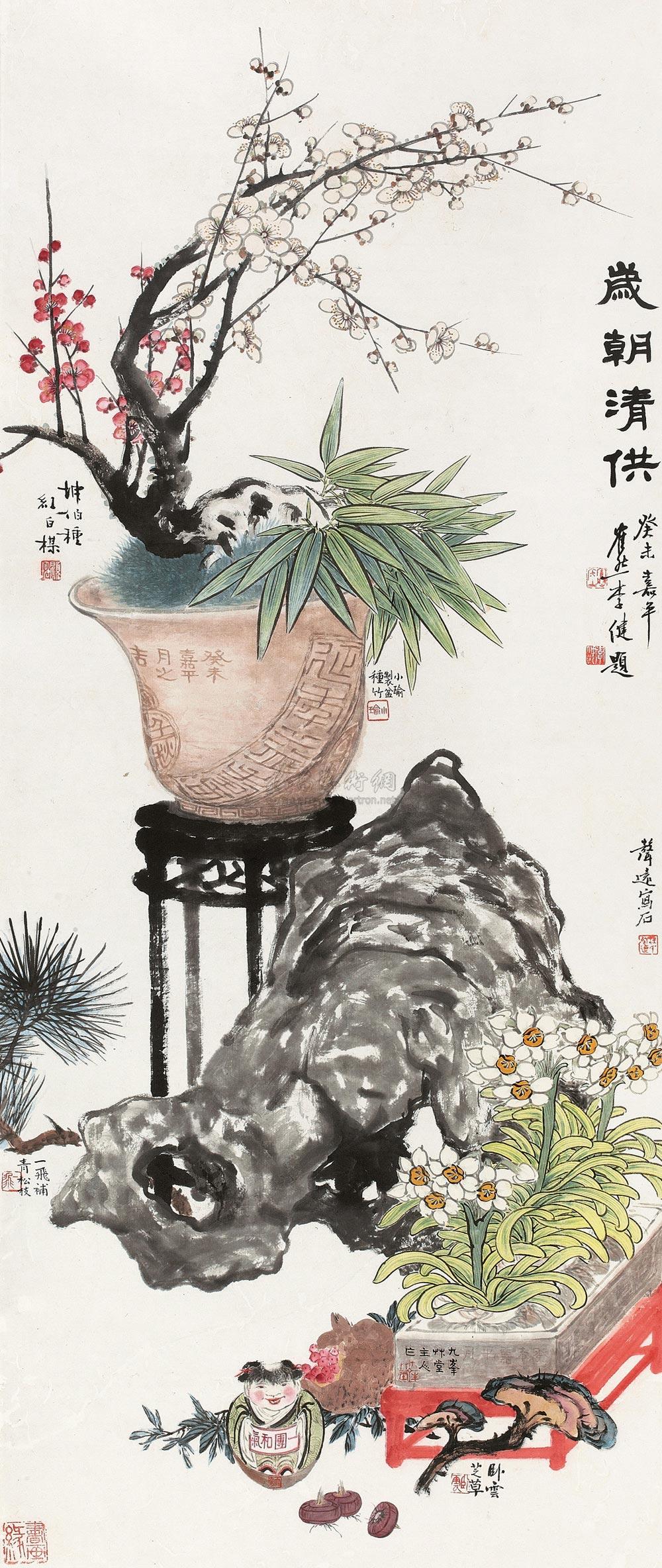 【一团和气 镜框 设色纸本】拍卖品_图片_价格_鉴赏