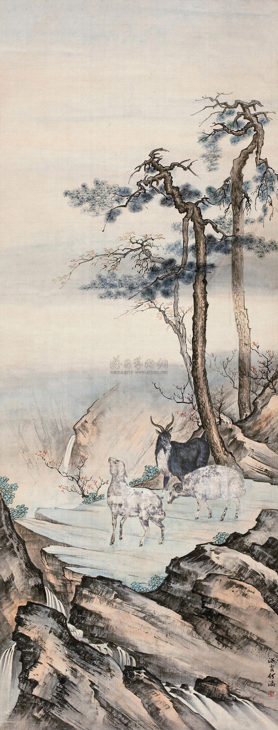 【三羊开泰 立轴 绢本】拍卖品_图片_价格_鉴赏_绘画_雅昌艺术品拍卖