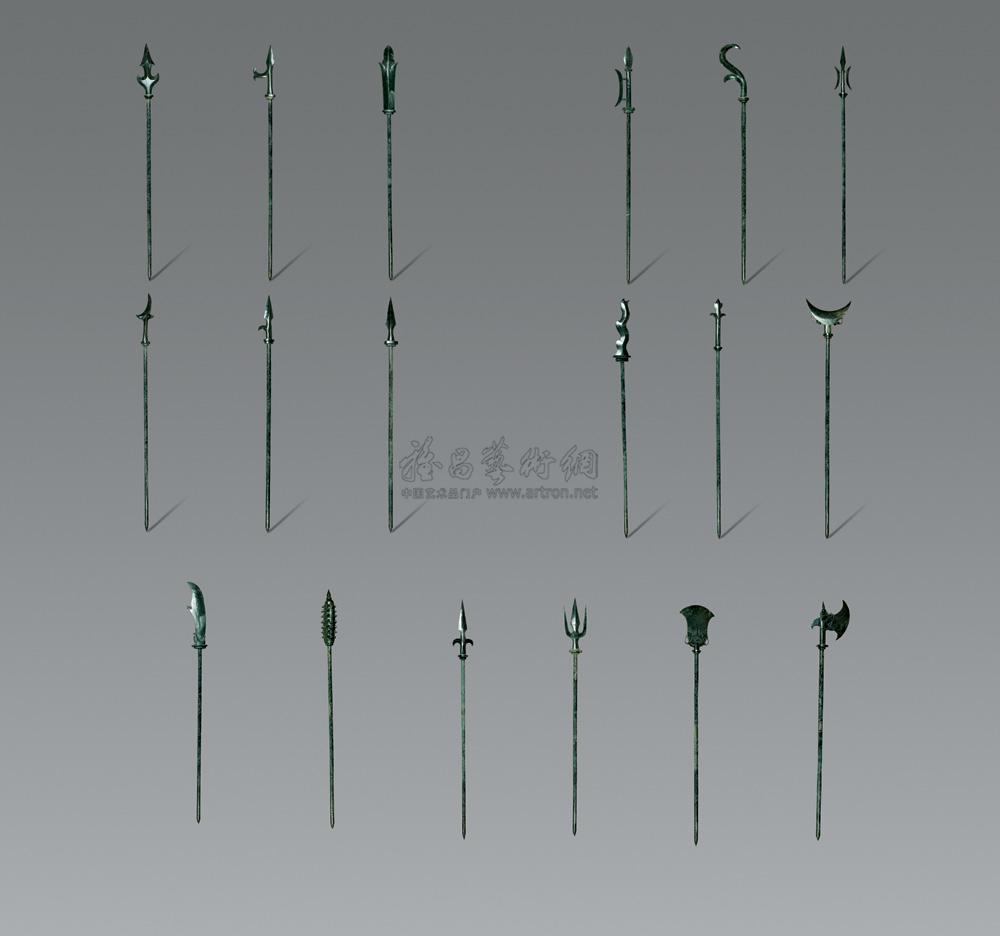 1369汉代碧玉雕十八般兵器一套十八件