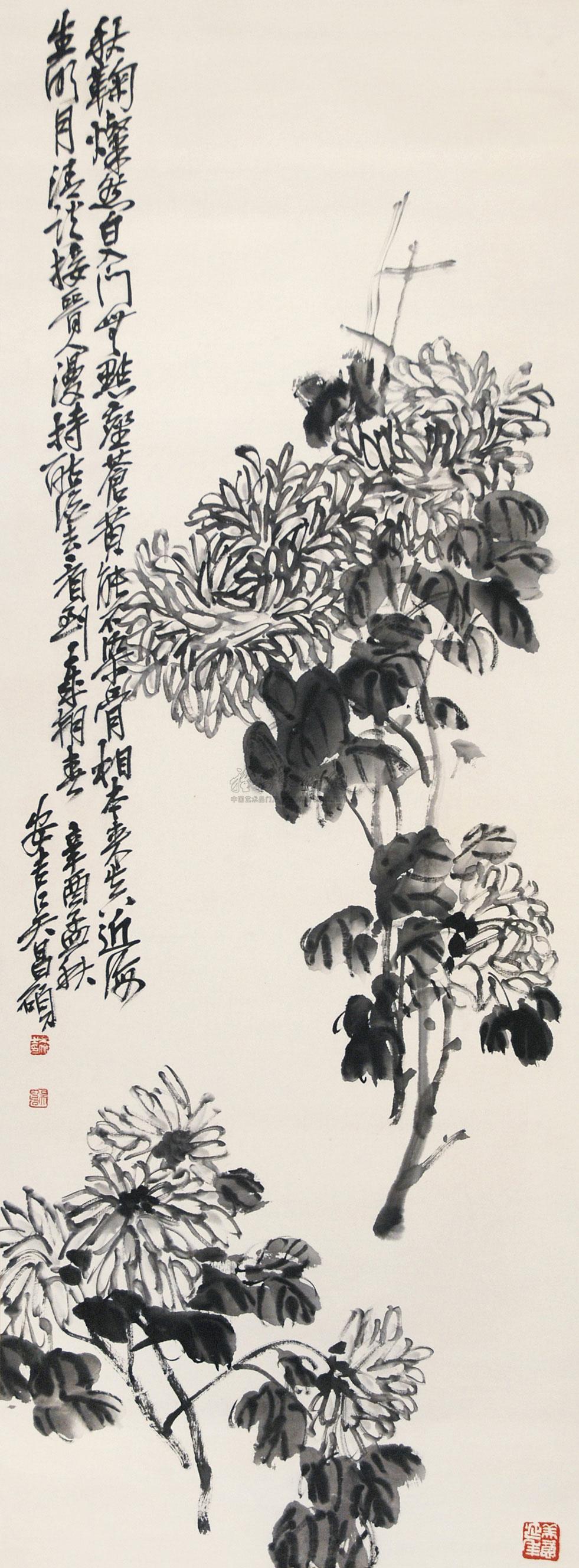 0175墨菊立轴纸本
