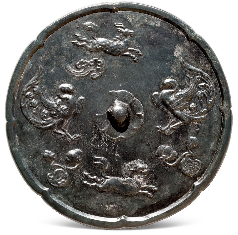 【唐代 瑞兽鸾鸟花枝镜】拍卖品_图片_价格_鉴赏_铜器
