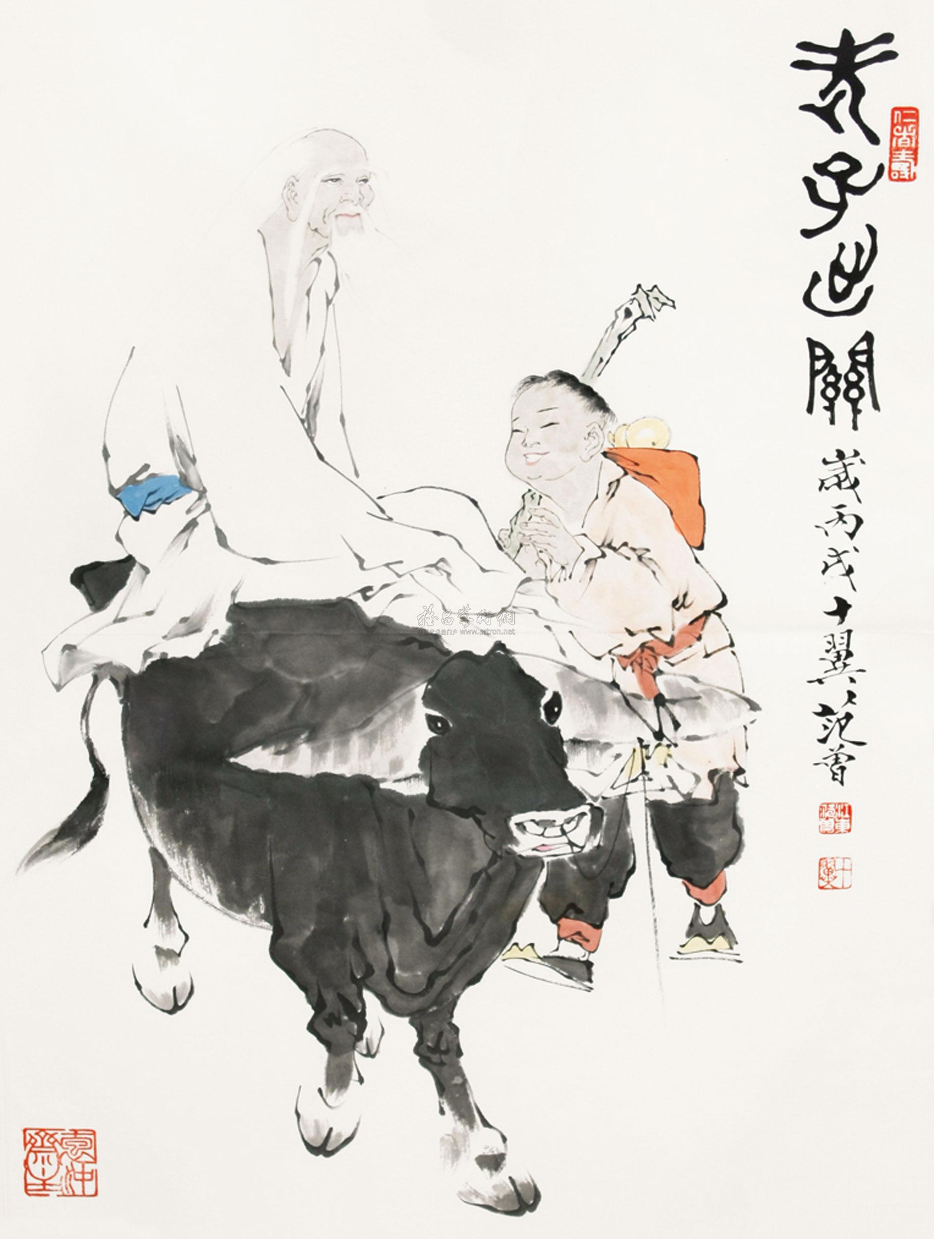 0462 老子出关 镜框 纸本