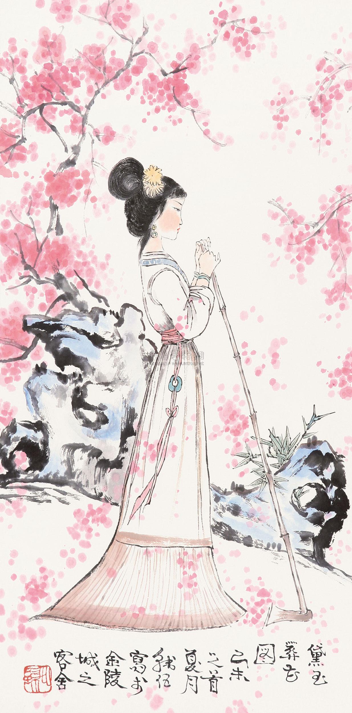 0501 1979年作 黛玉葬花图 立轴 设色纸本