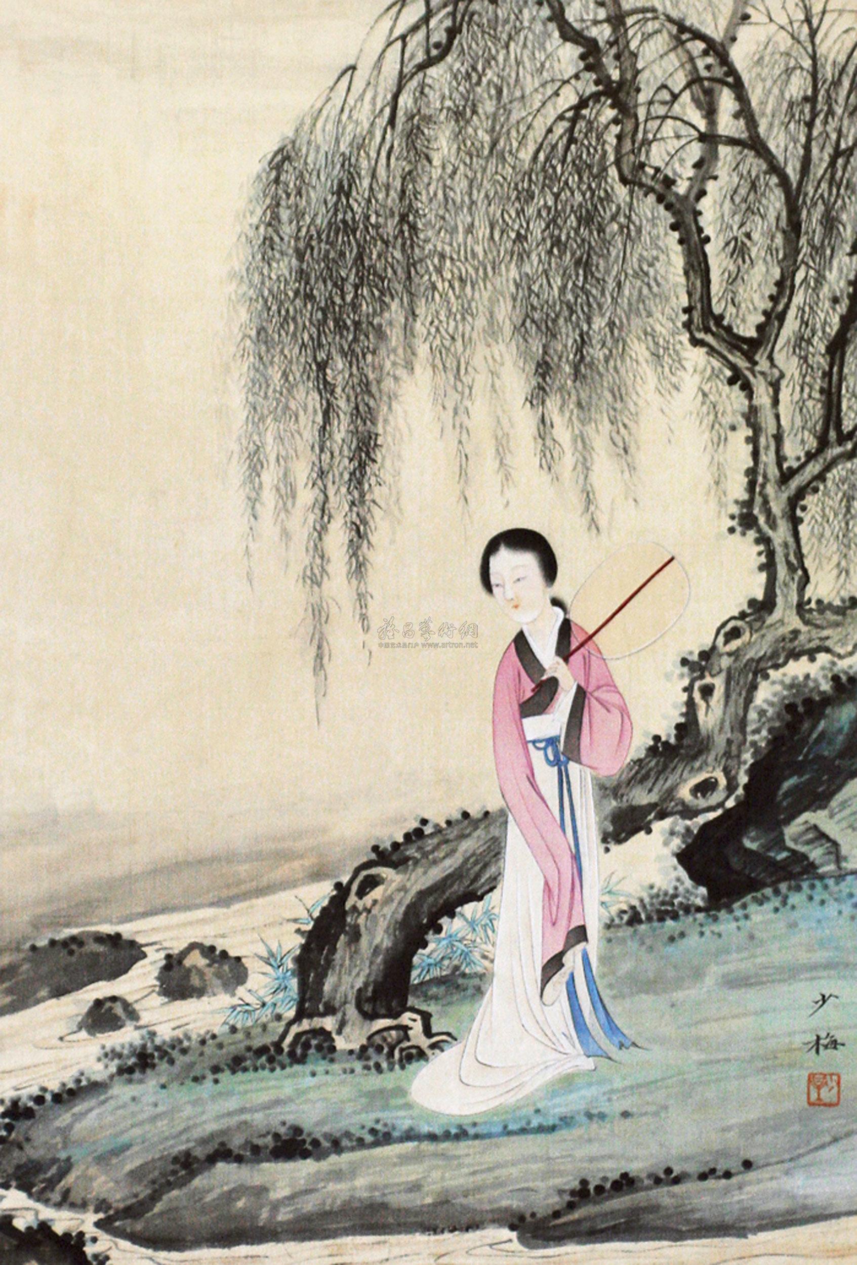 0731 仕女 镜片 绢本