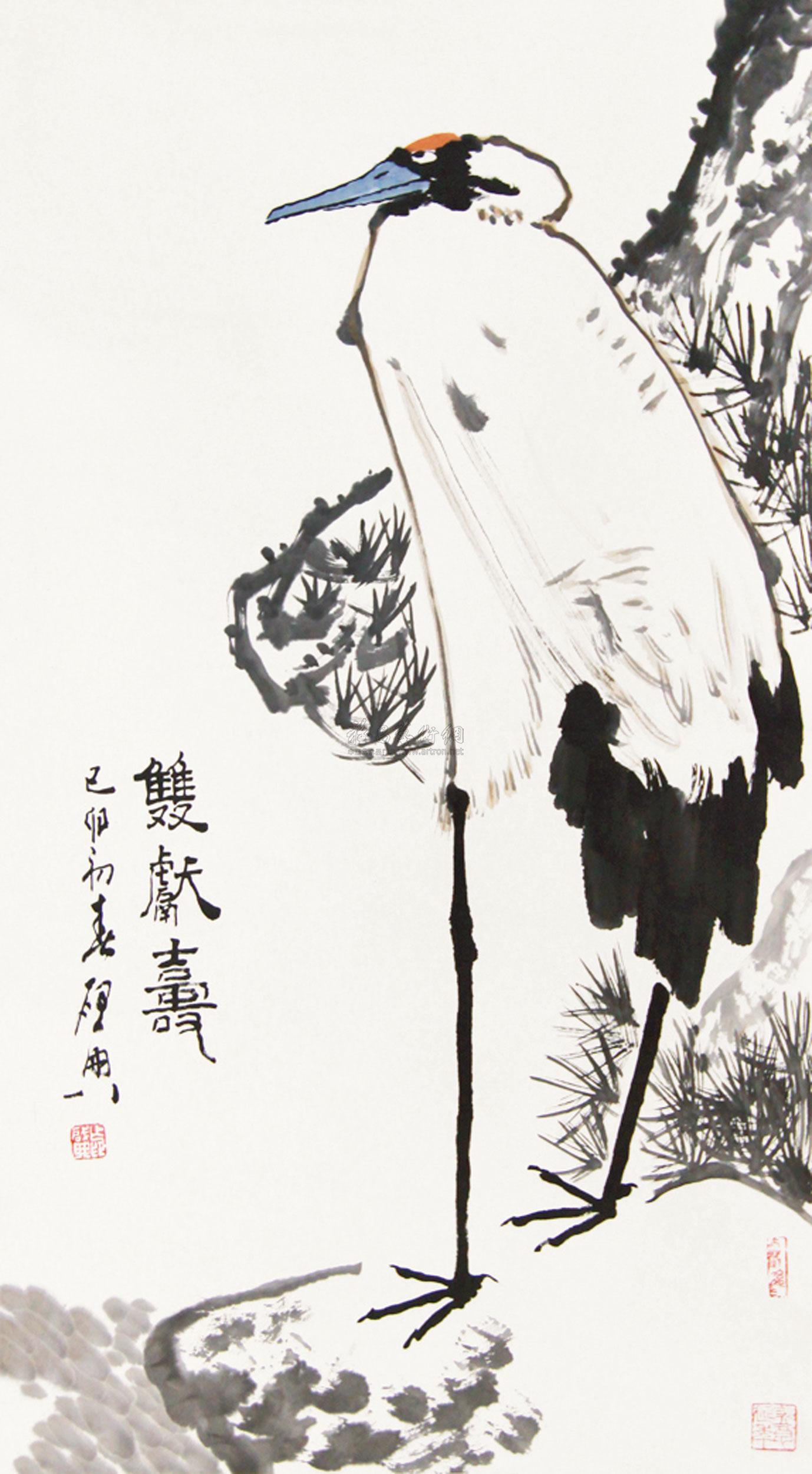 1837仙鹤立轴