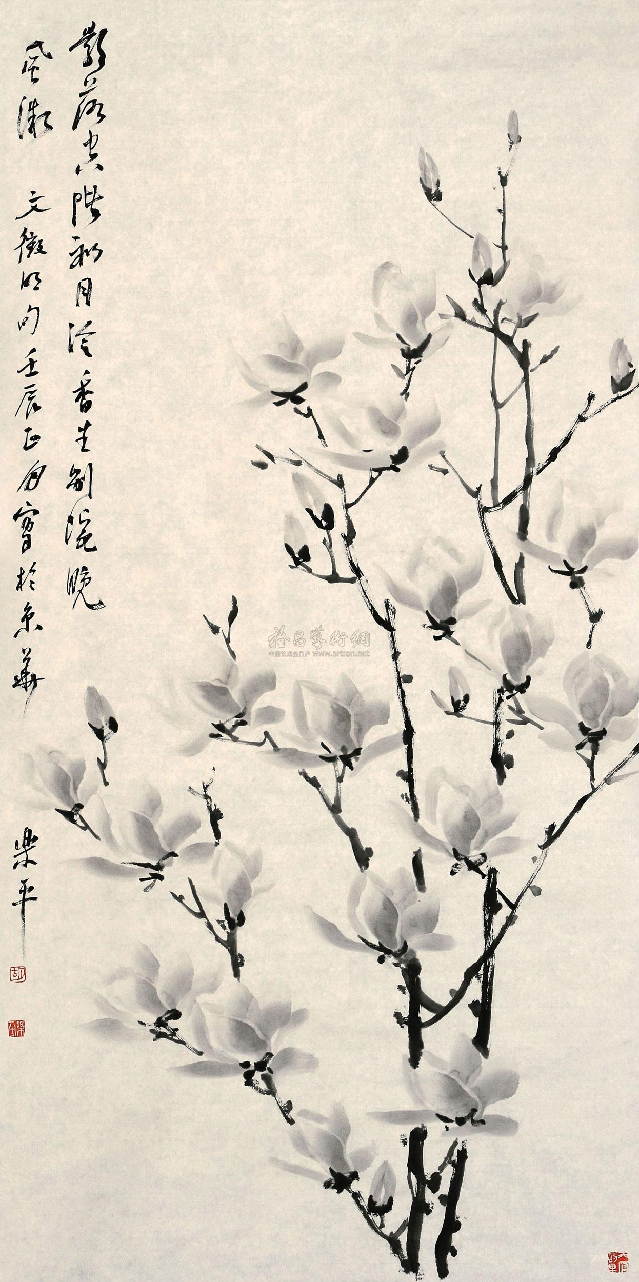 0862 2012年作 玉兰 镜心 水墨纸本