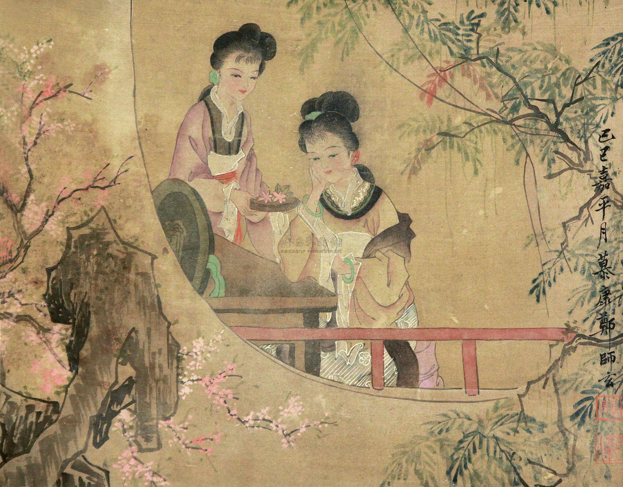 0190 仕女 镜片 纸本