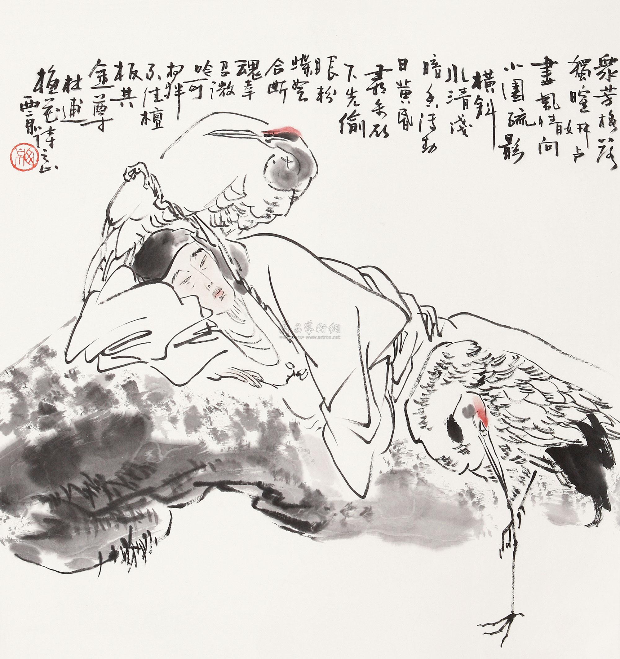 0247 杜甫诗意图 立轴 纸本