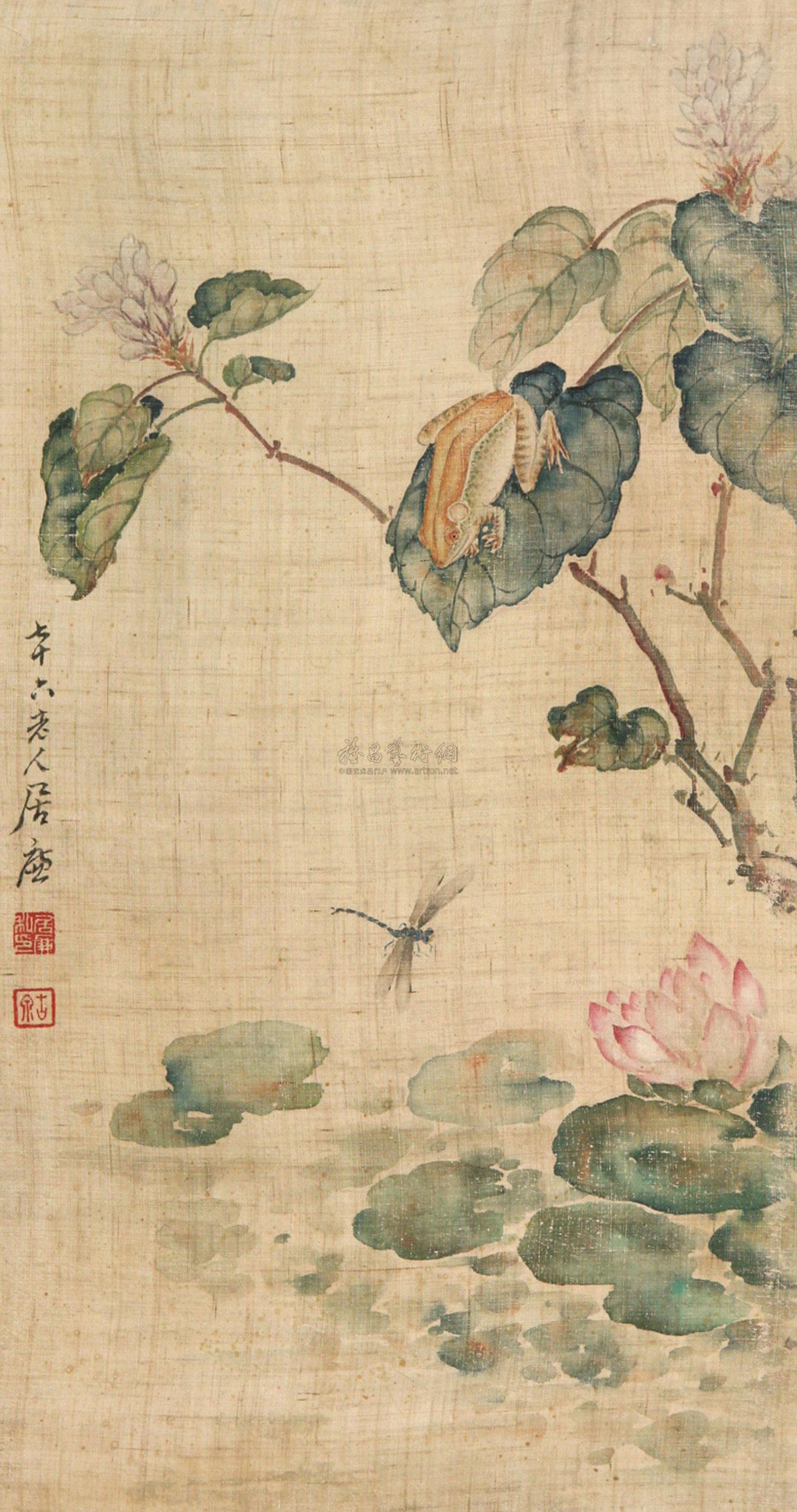 0126 荷塘清趣 镜框 设色绢本