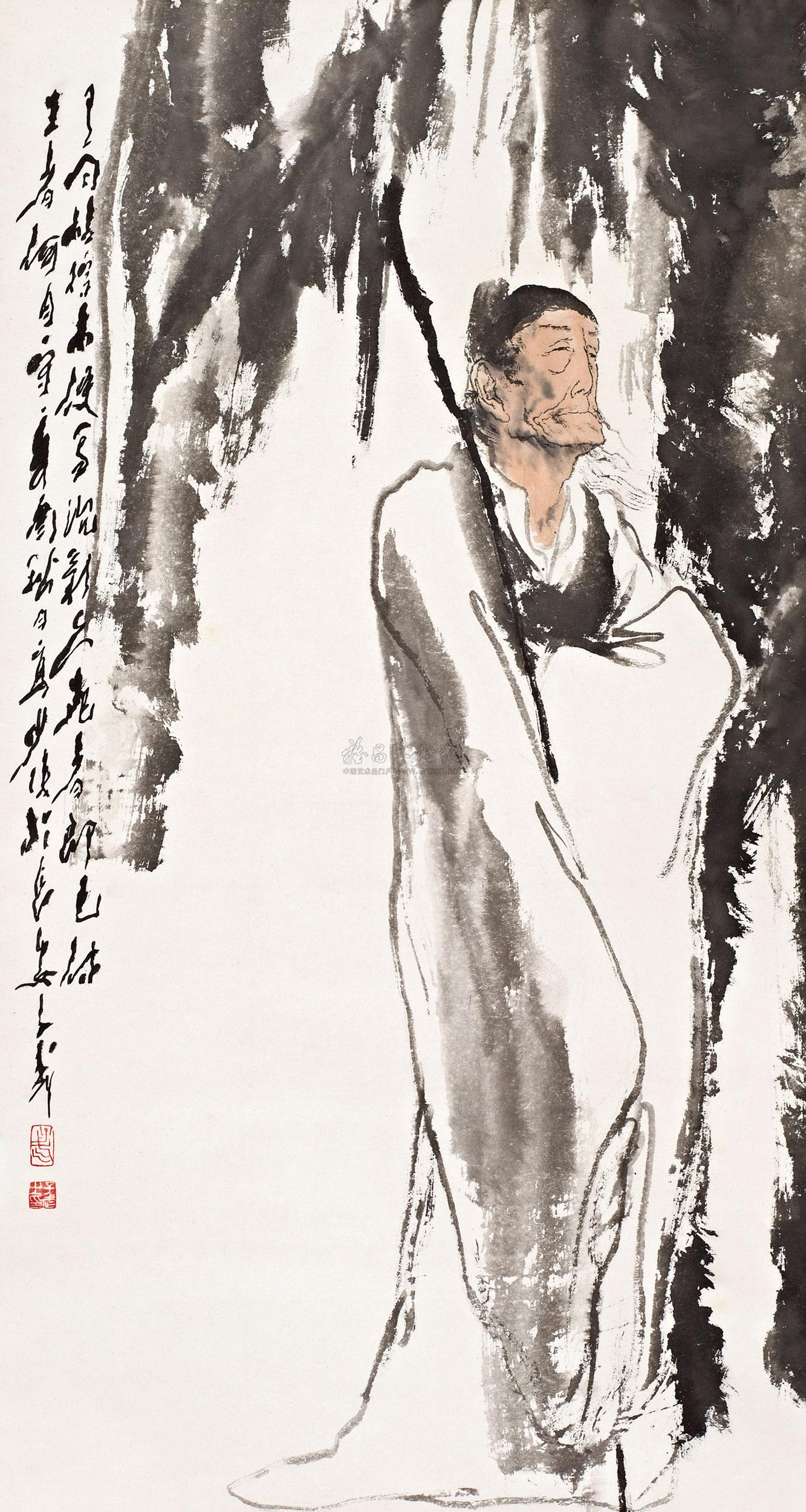 0843 辛酉(1981年)作 杜甫像 立轴 设色纸本