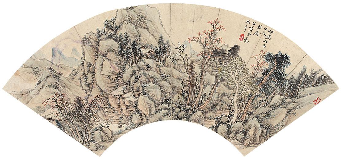 0417 山水扇面 镜心 纸本
