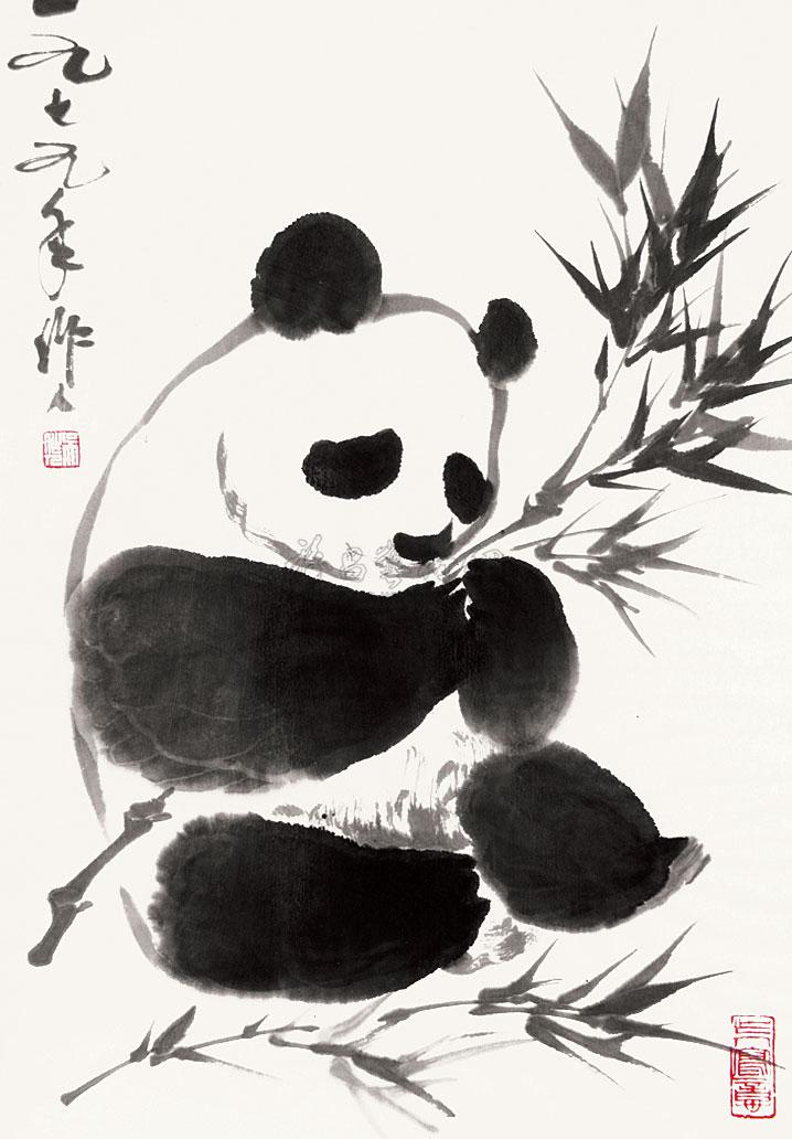 0110 熊猫 镜框 纸本