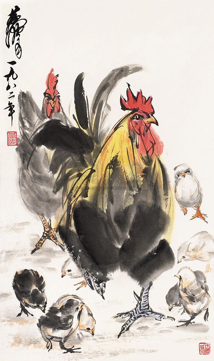 0147大鸡图镜心