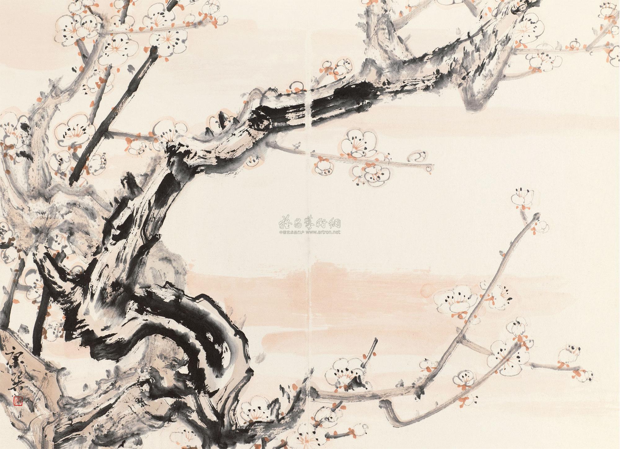 0702 白梅 镜心 纸本