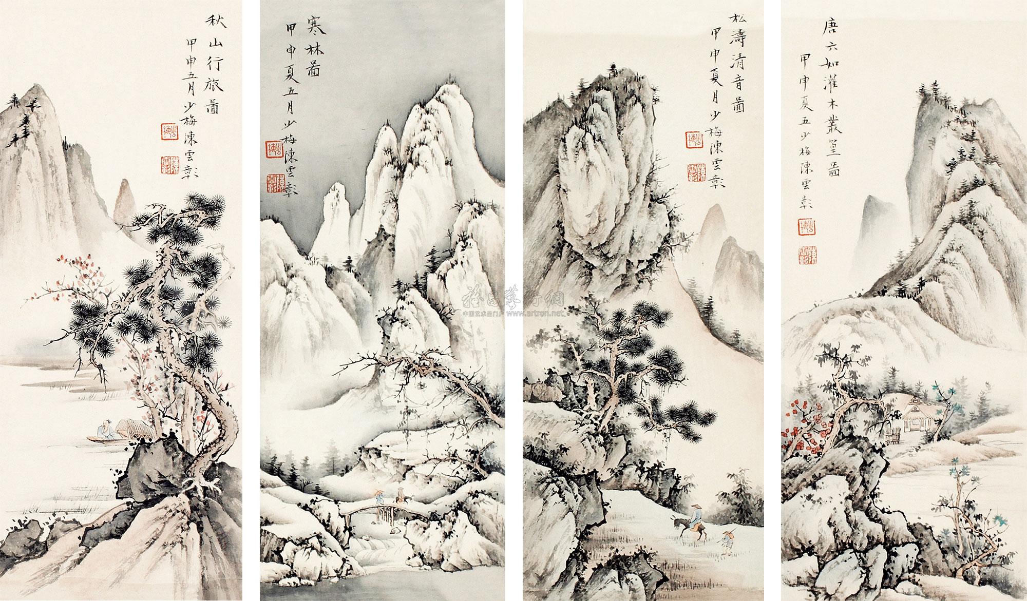 0228山水四条屏镜片
