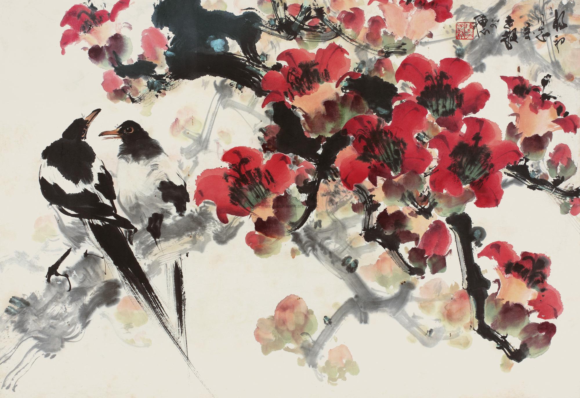 【喜鹊红棉 镜片】拍卖品_图片_价格_鉴赏_绘画_雅昌艺术品拍卖网
