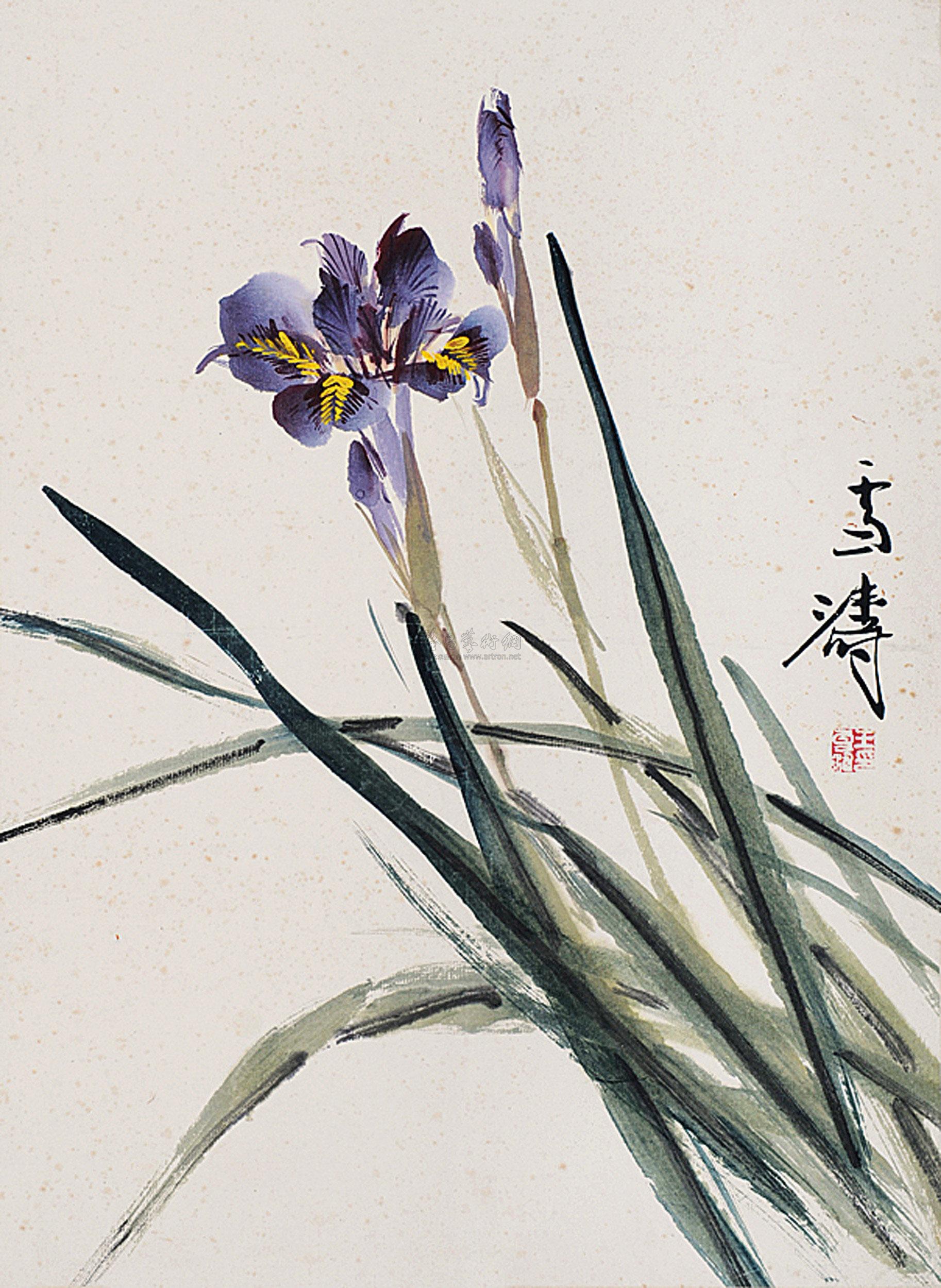 0144 蝴蝶兰 镜片 设色纸本