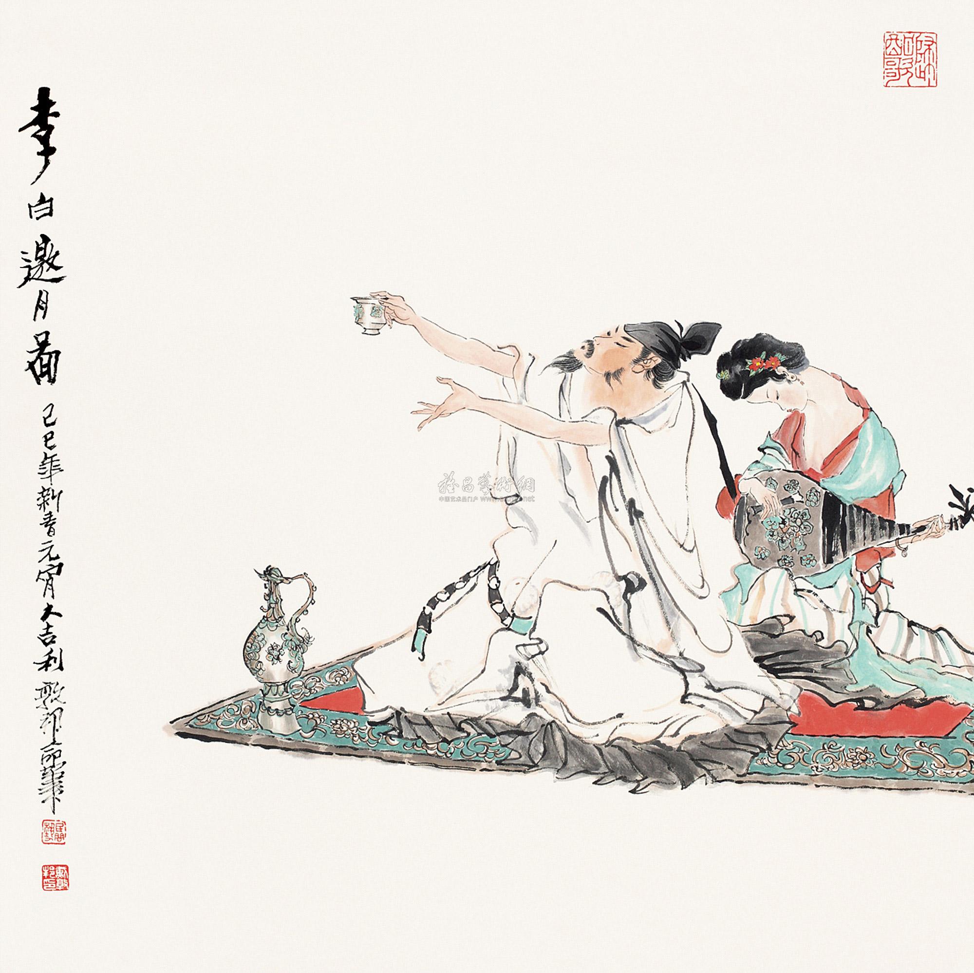 0399 李白邀月 立轴 设色纸本