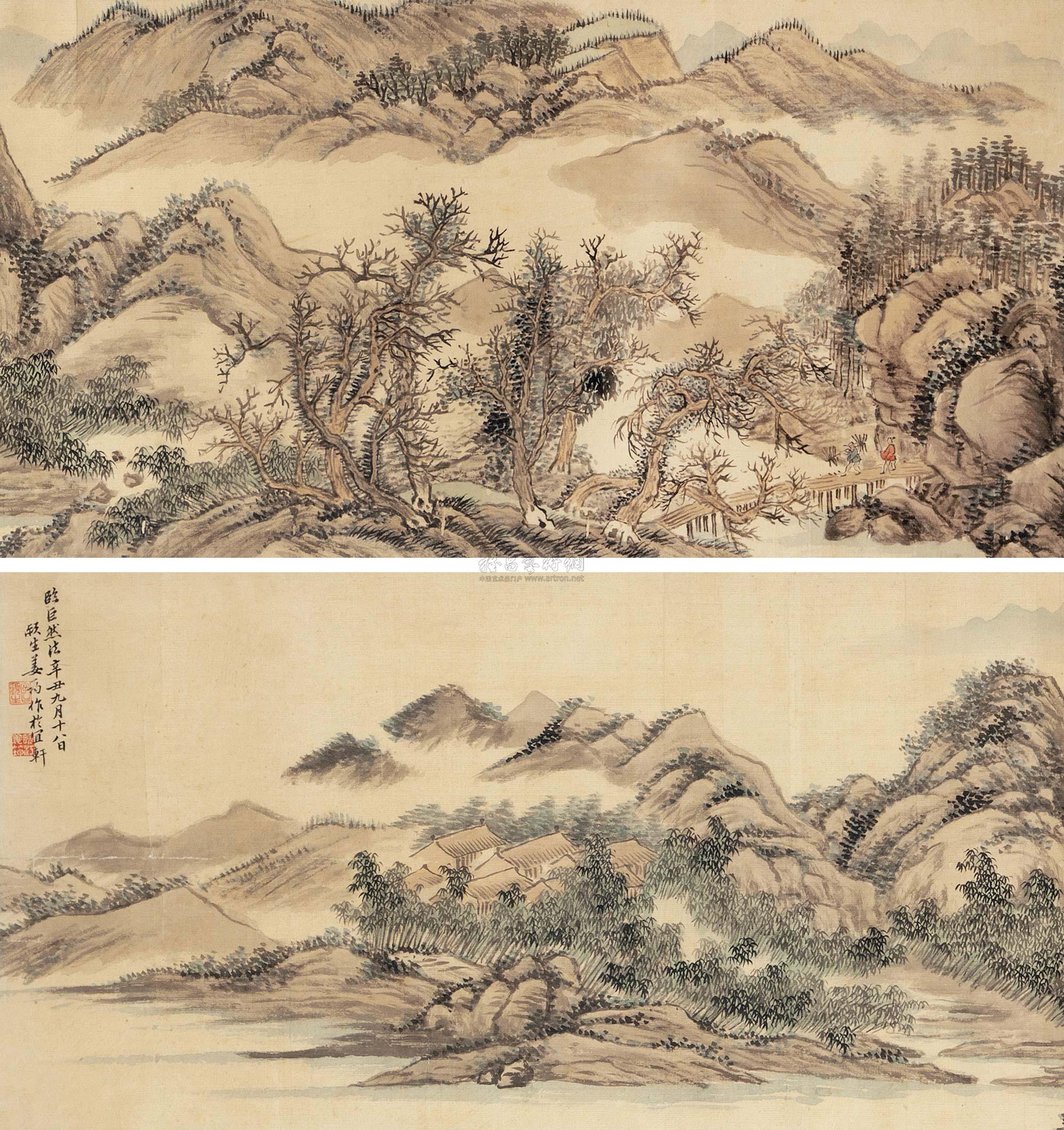 2480 辛丑(1901年)作 仿巨然山水 镜心 绢本