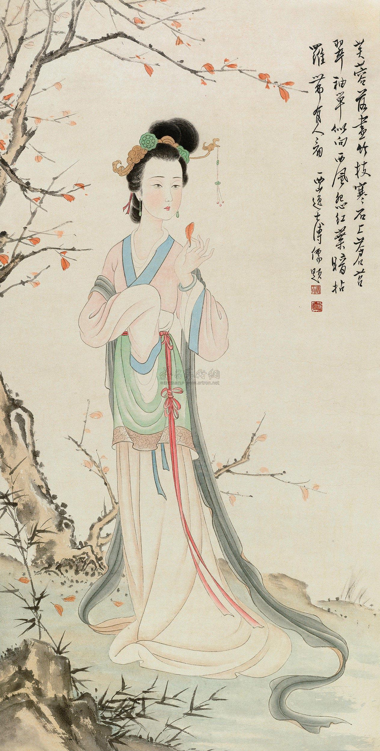 0170 仕女图 立轴 设色纸本