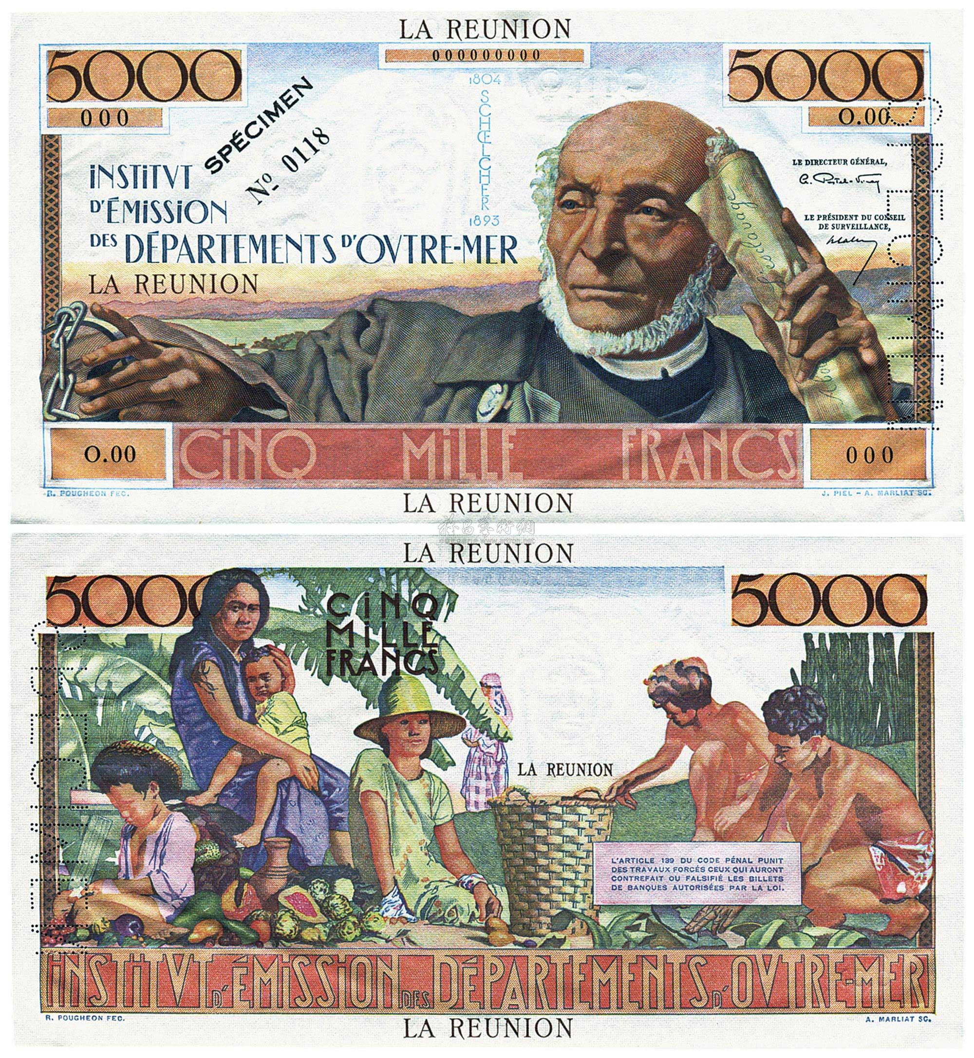 0503 留尼汪岛(1965年)5000法郎