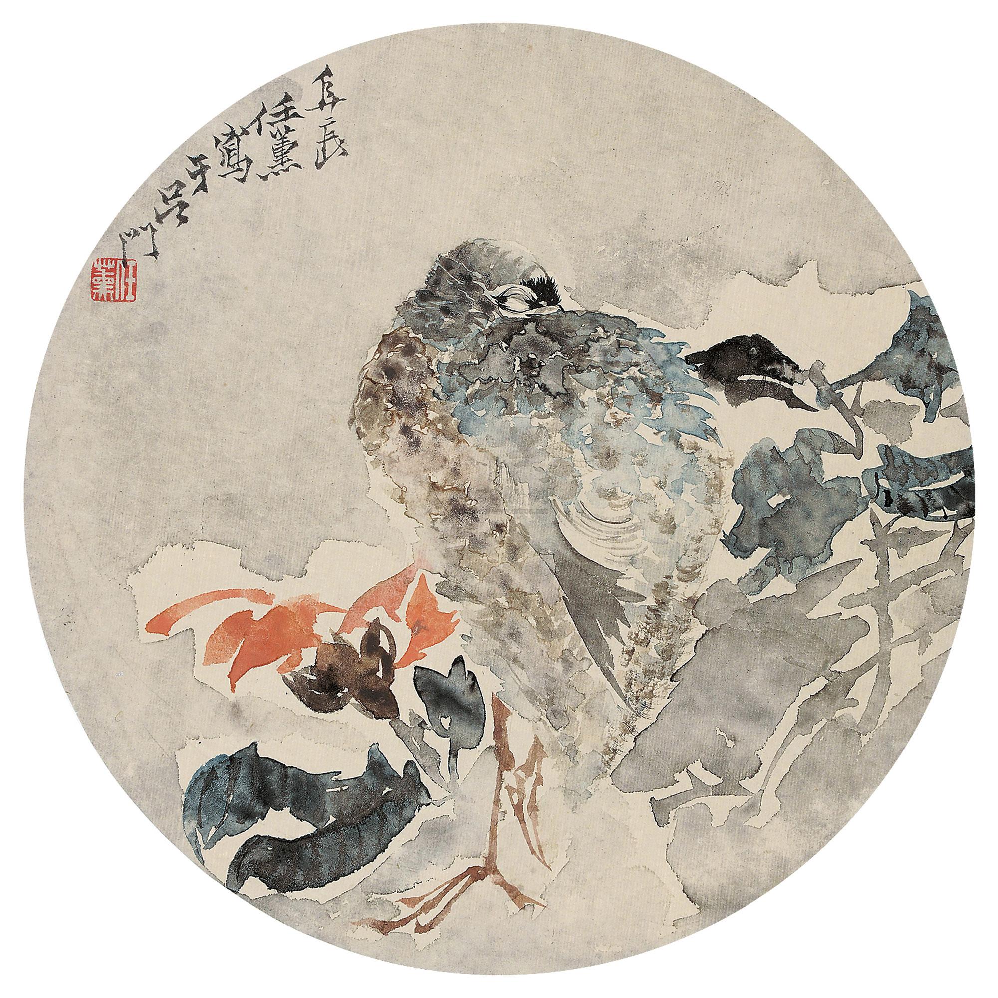 5168花鸟立轴圆光