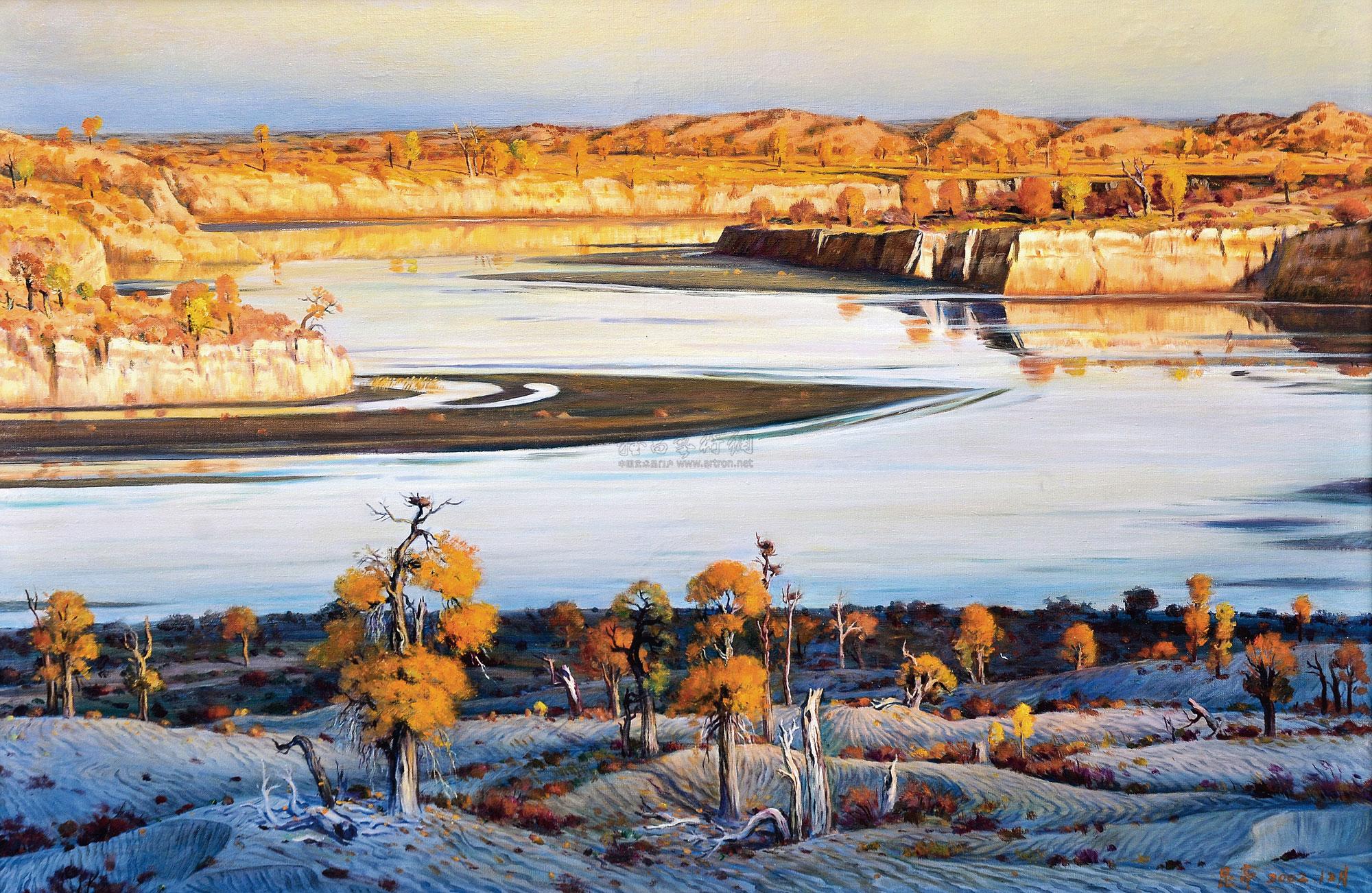 1704 2002年作 生命之源—塔克拉玛干腹地的克里雅河 布面油画