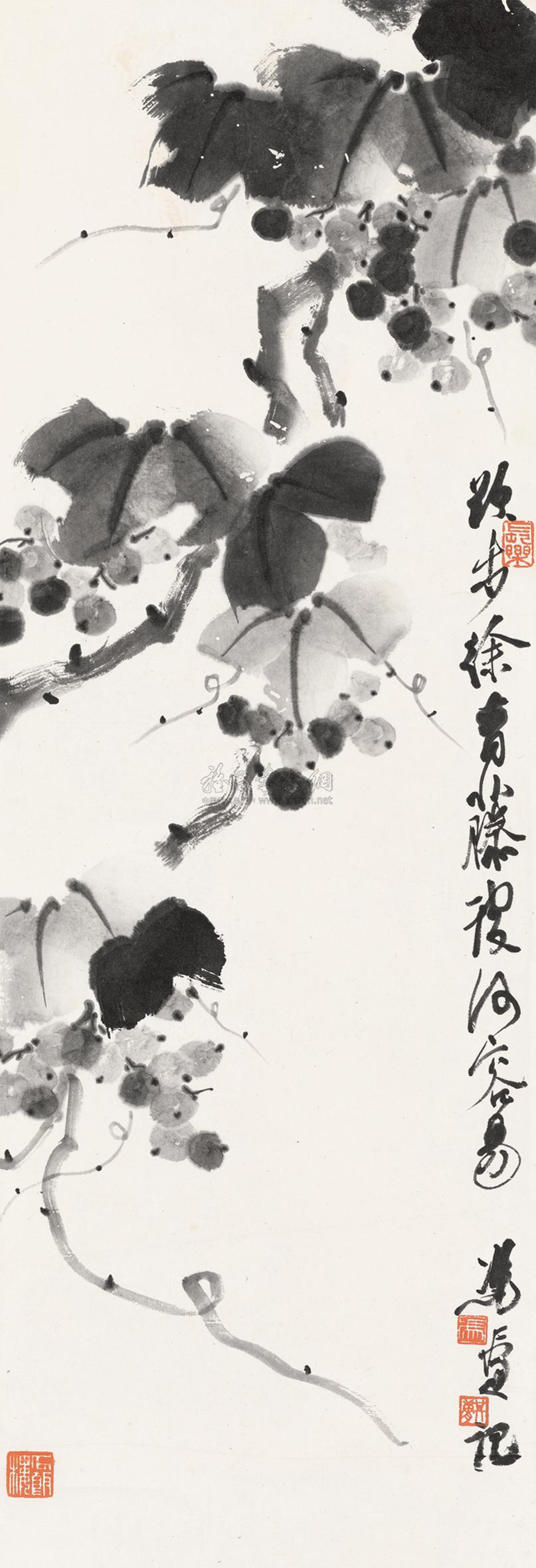 0671 墨葡萄图 立轴 水墨纸本