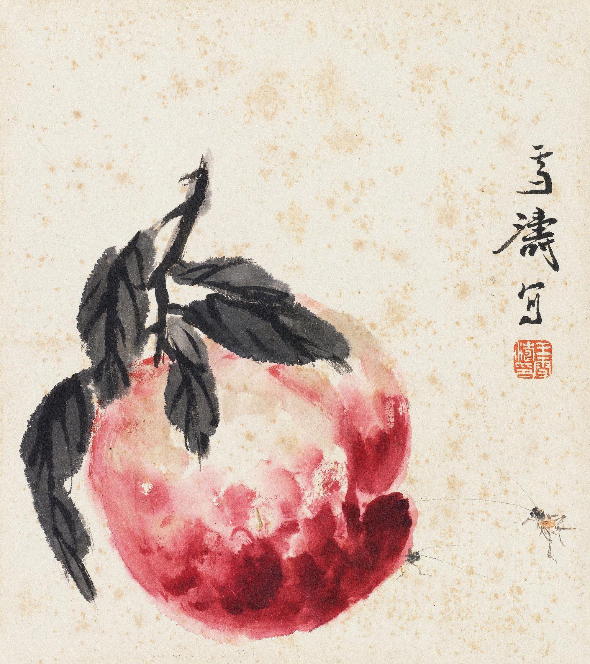 【寿桃 立轴 设色纸本】拍卖品_图片_价格_鉴赏_绘画