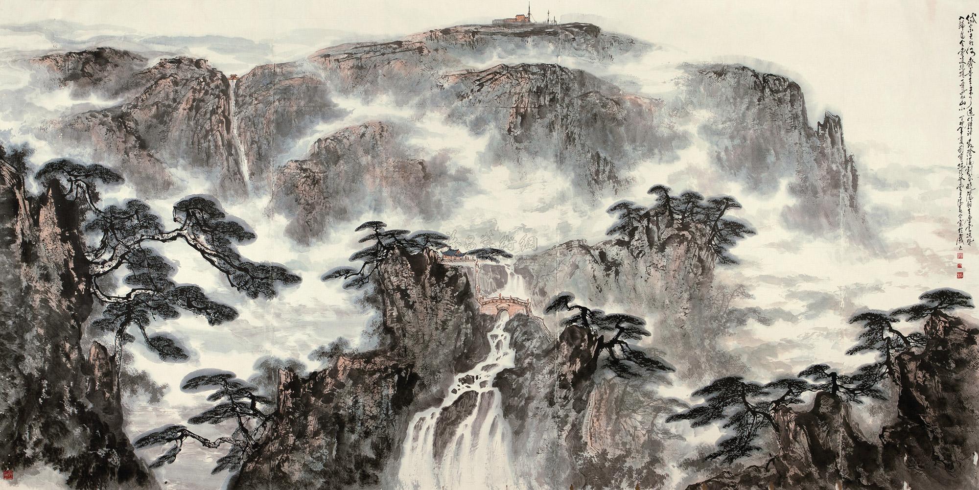 0069 丁卯(1987年)作 一览众山小 镜心 纸本