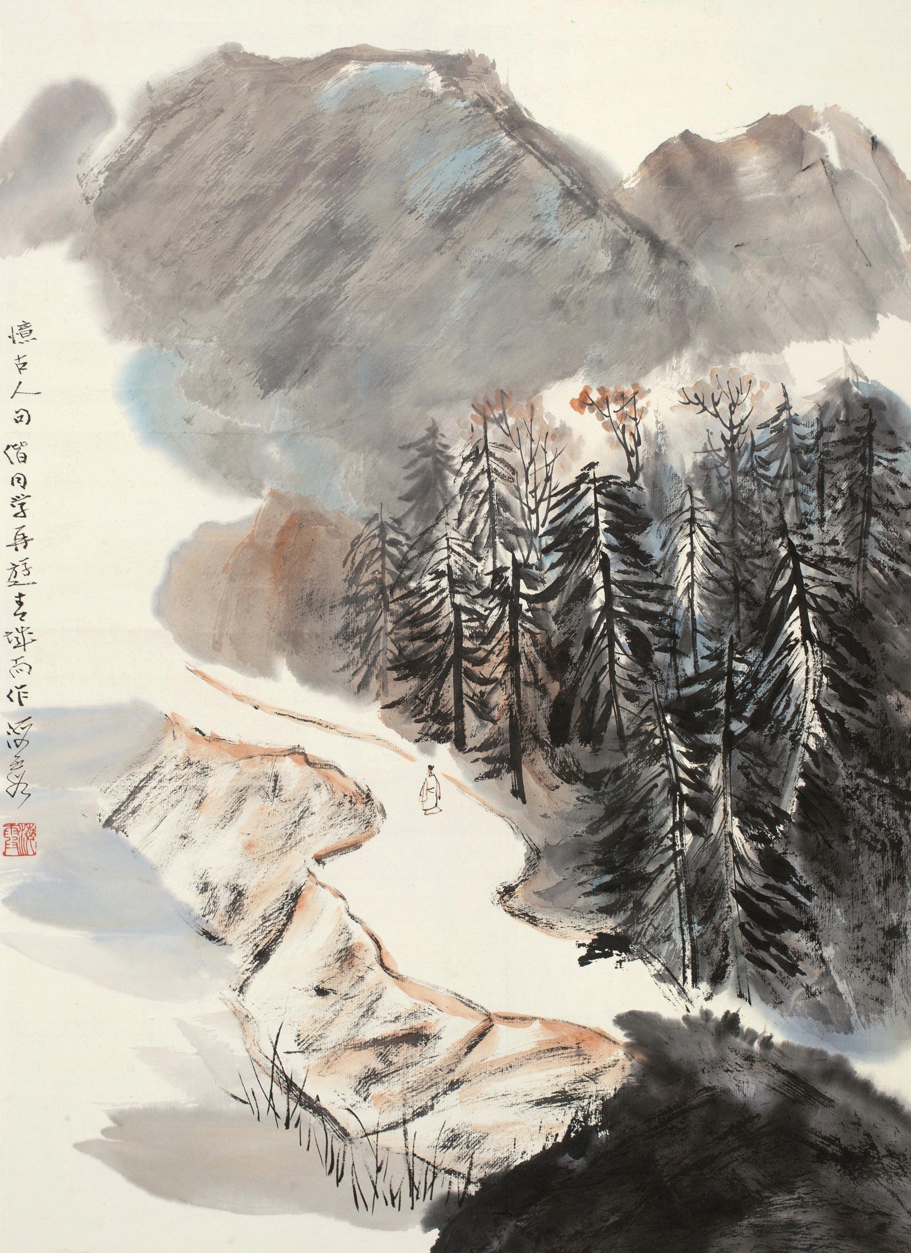 【青城山色 立轴 纸本】拍卖品_图片_价格_鉴赏_绘画