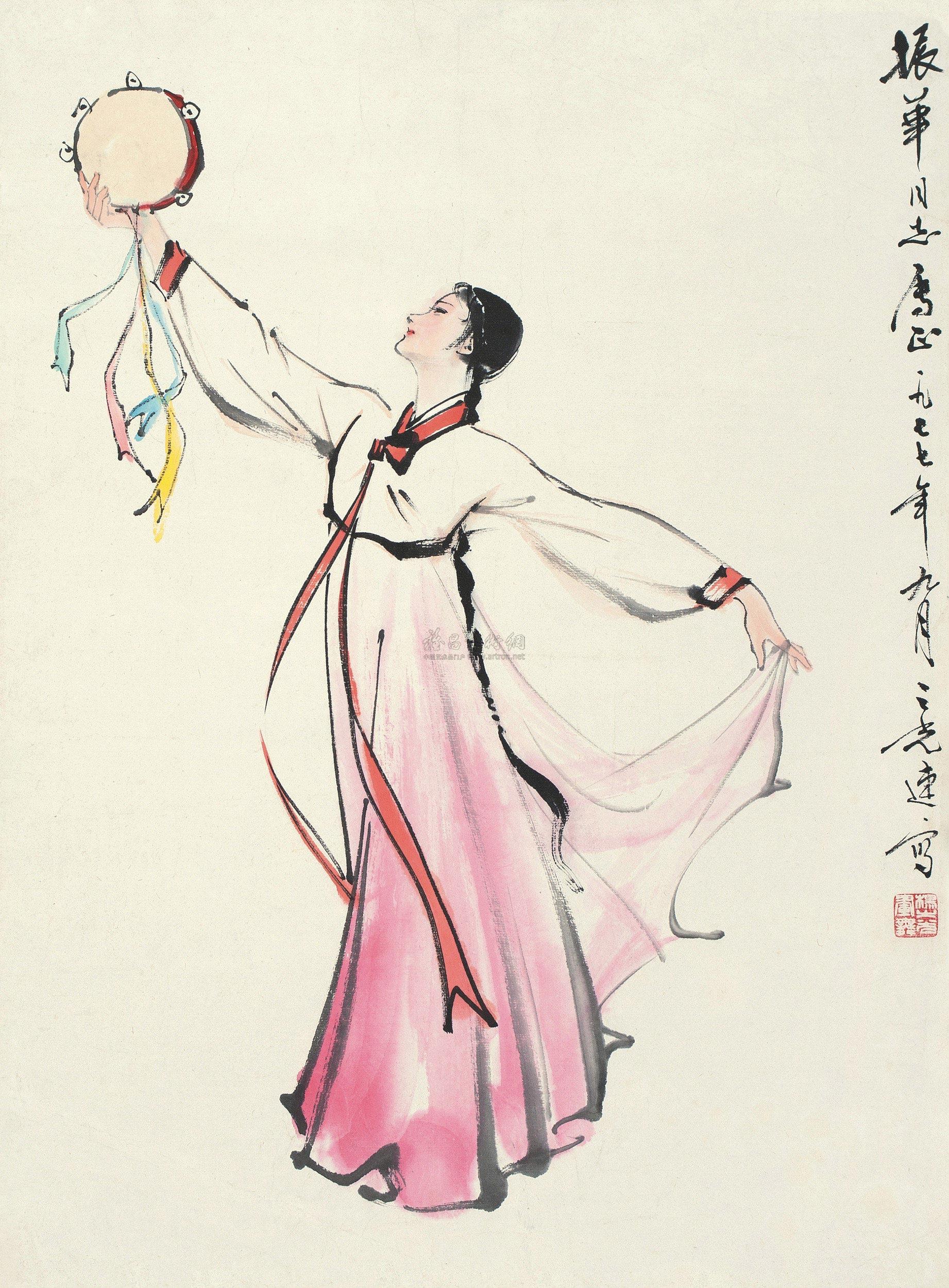 0600 1977年作 朝鲜舞 立轴 纸本