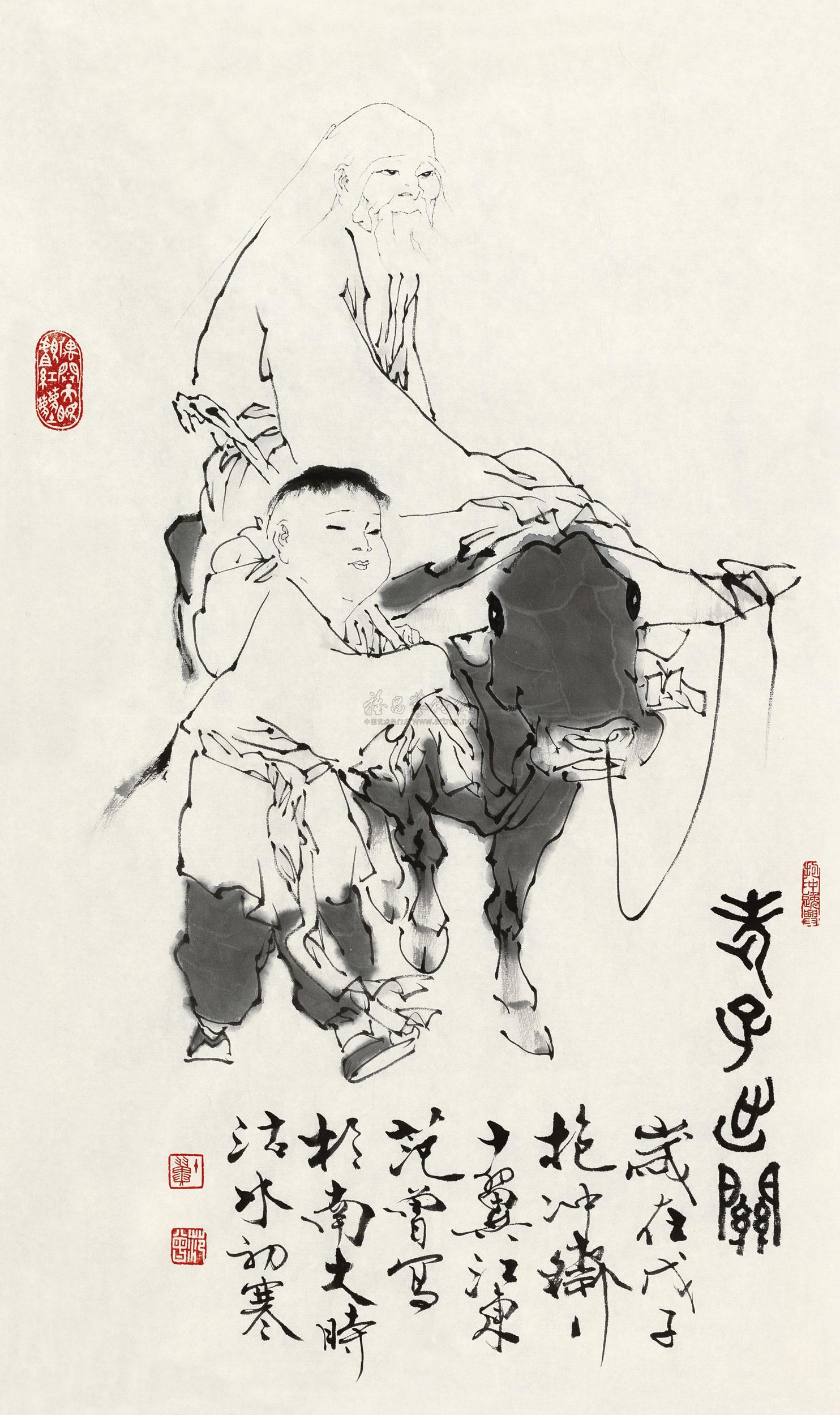 0355 2008年作 老子出关 镜心 水墨纸本
