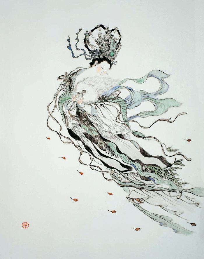 0265 戴郭邦 湘夫人瓷板画