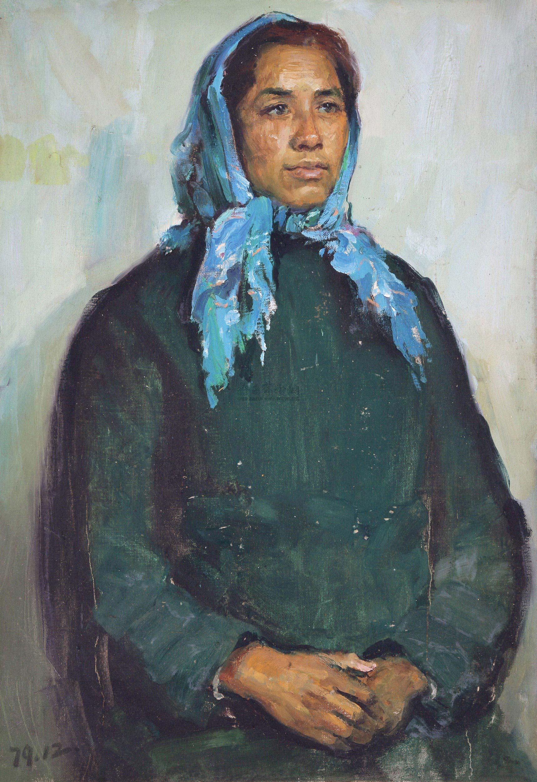 00791979年作农妇肖像纸面油画