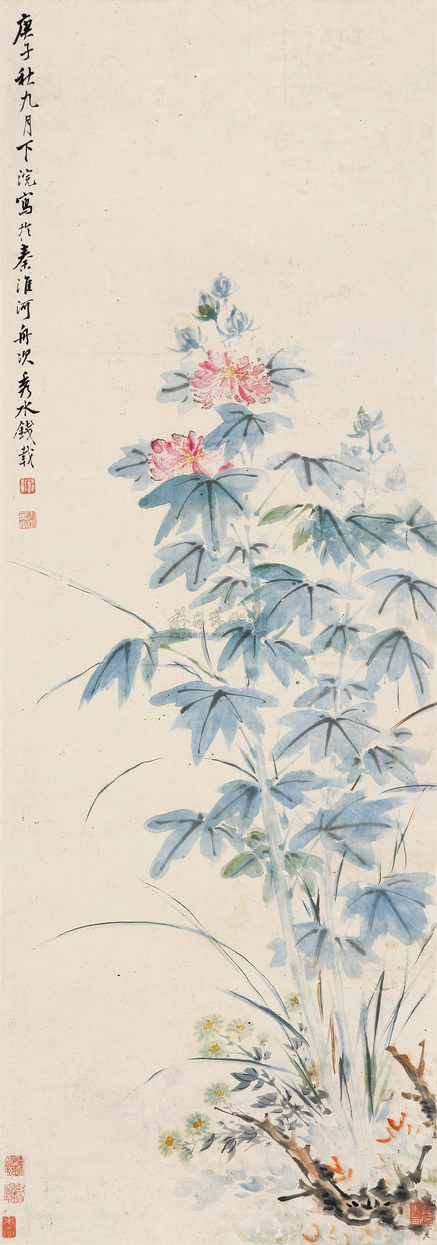 0361仿陈白阳花卉立轴设色纸本