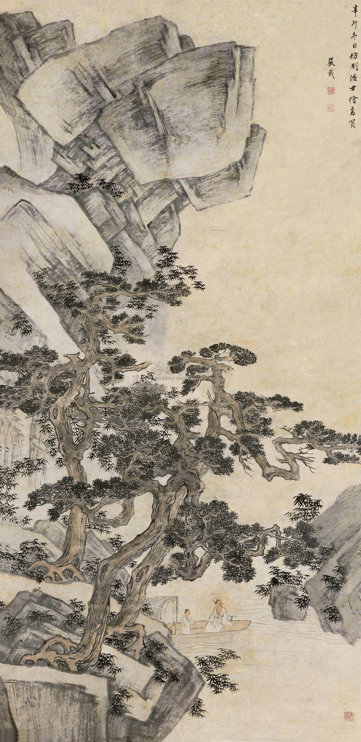 0380 仿荆浩山水 立轴 设色纸本