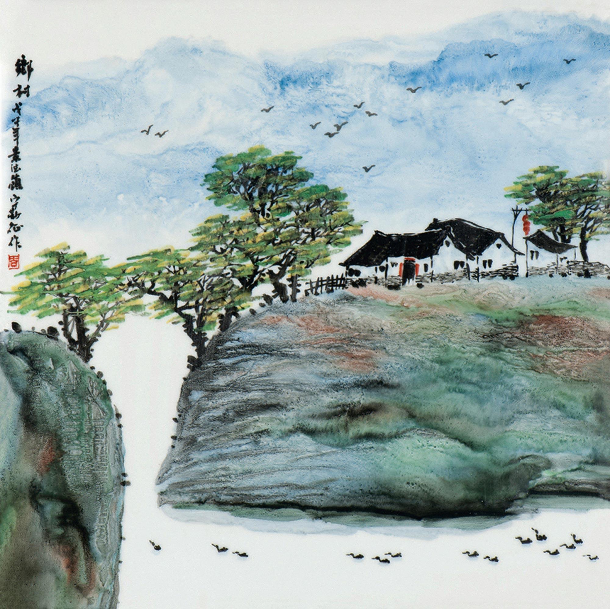 4884 宁勤征 乡村 粉彩瓷板