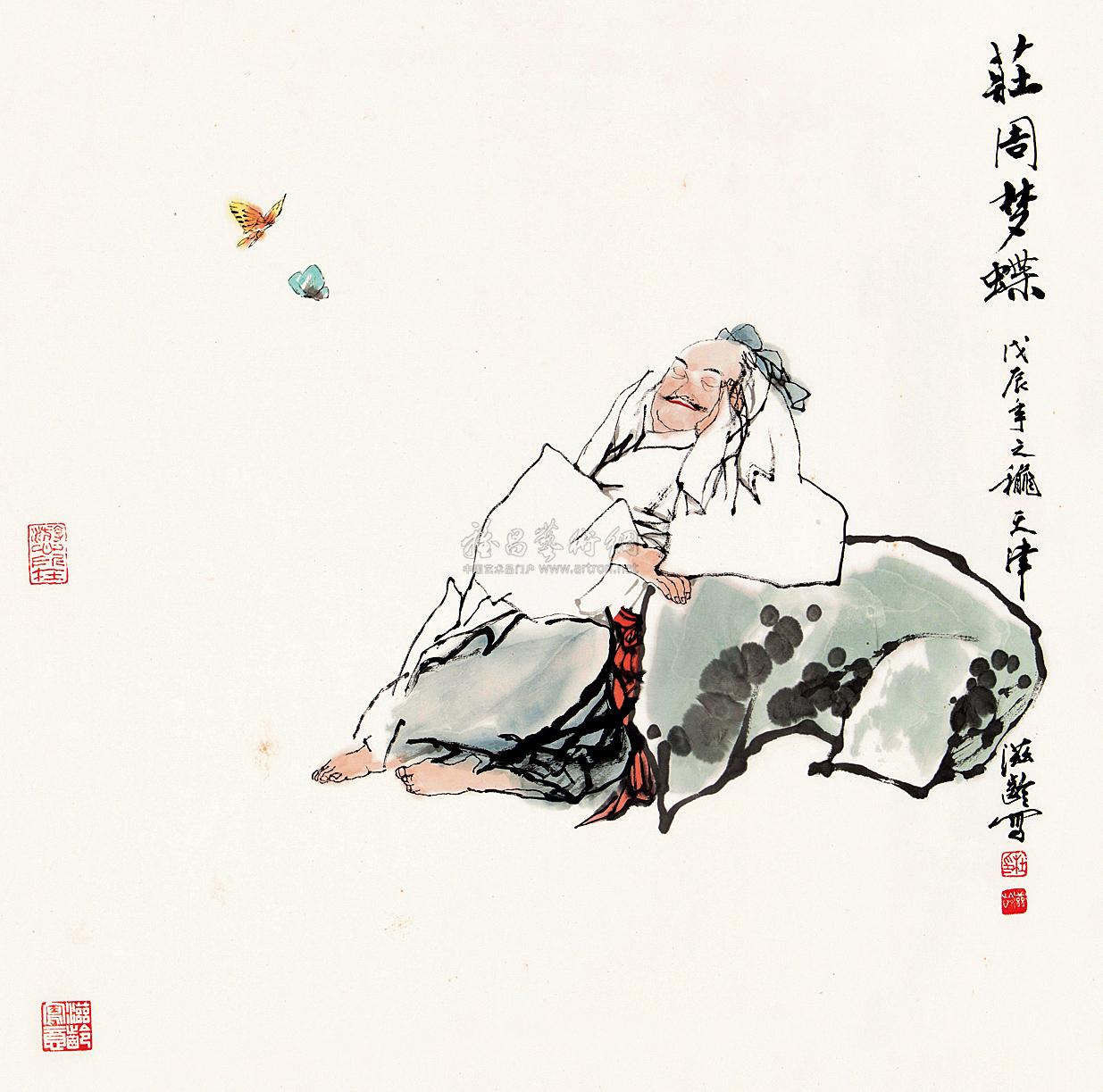【庄周梦蝶 立轴 纸本】拍卖品_图片_价格_鉴赏_绘画