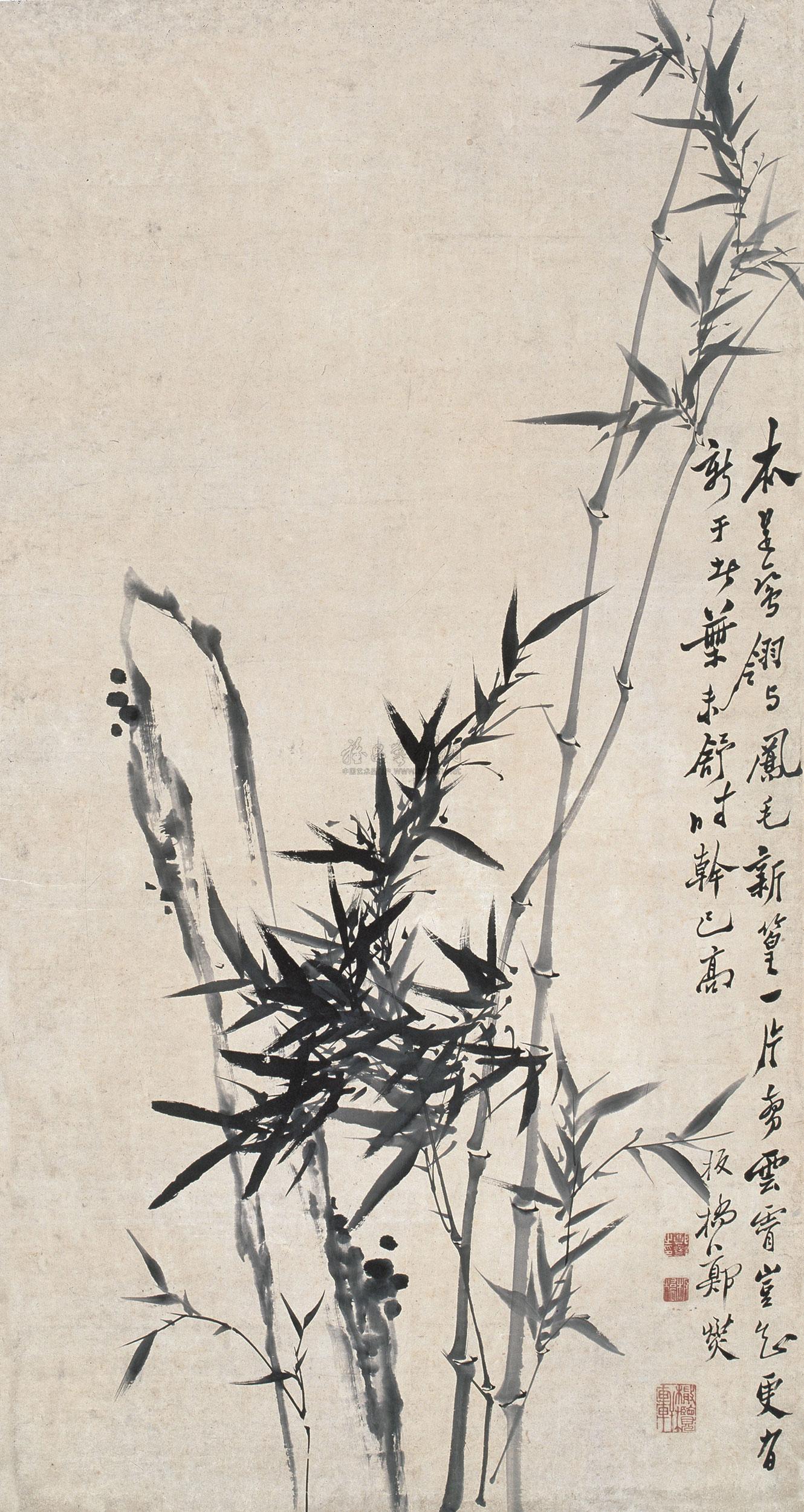 【竹石 立轴 水墨纸本】拍卖品_图片_价格_鉴赏_绘画