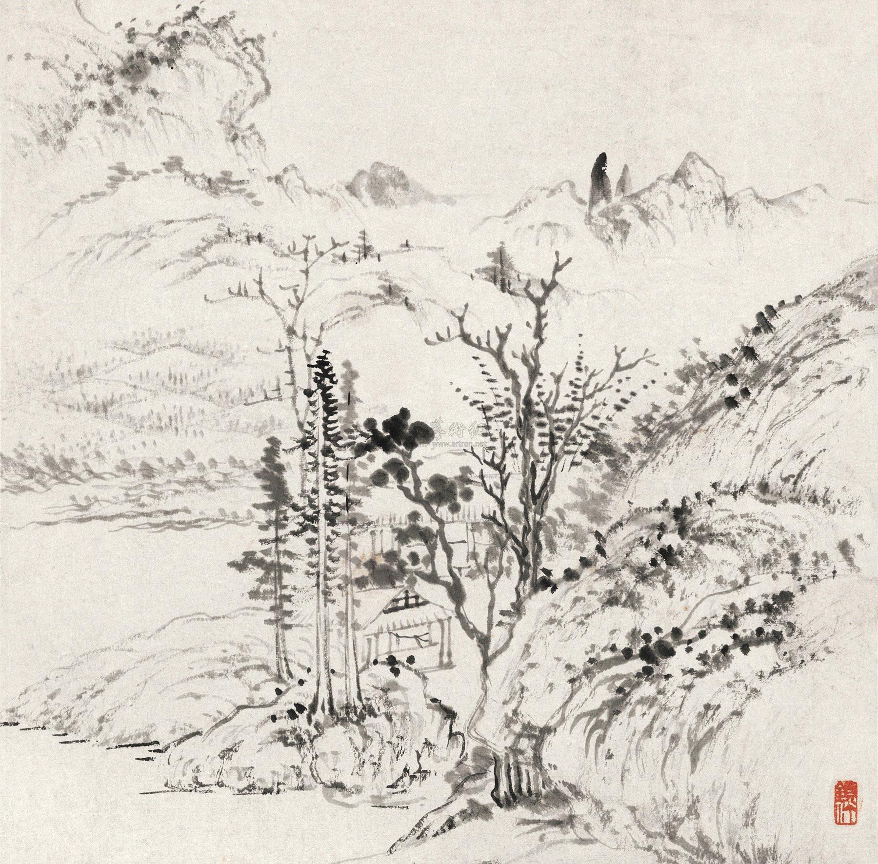 *0632 隐居图 镜心 水墨纸本