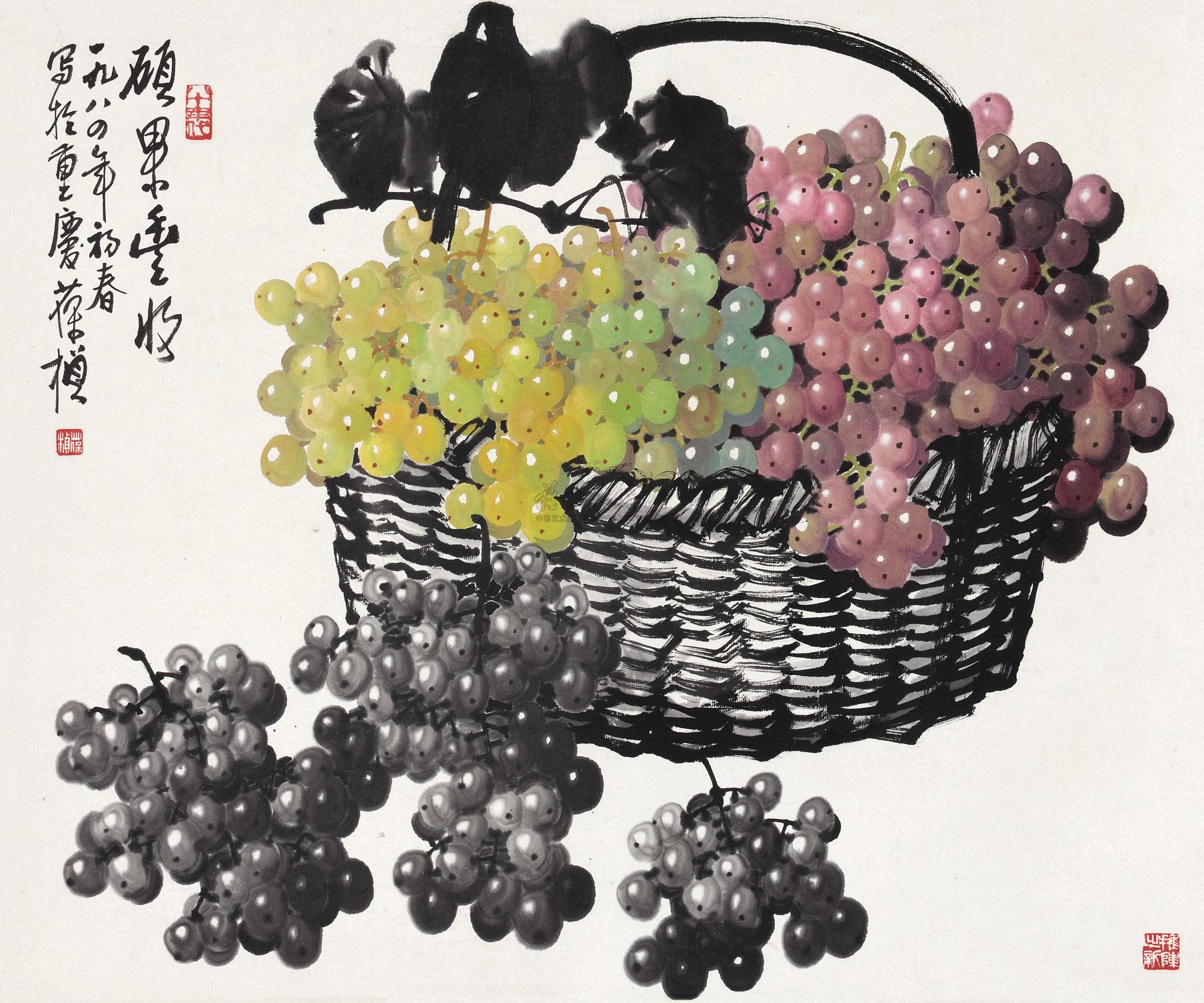 3792 1981年作 硕果丰收 立轴 设色纸本