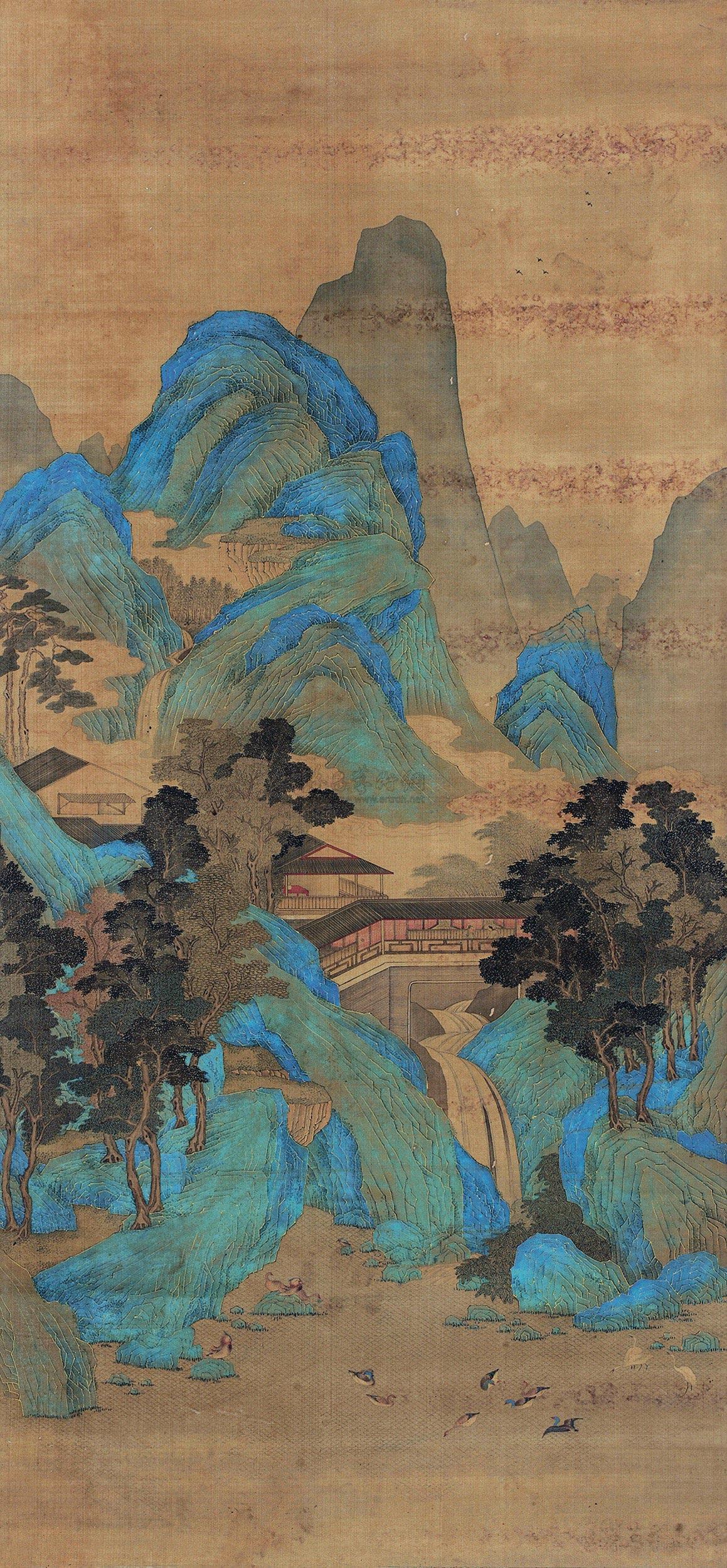 4376金碧山水立轴设色绢本