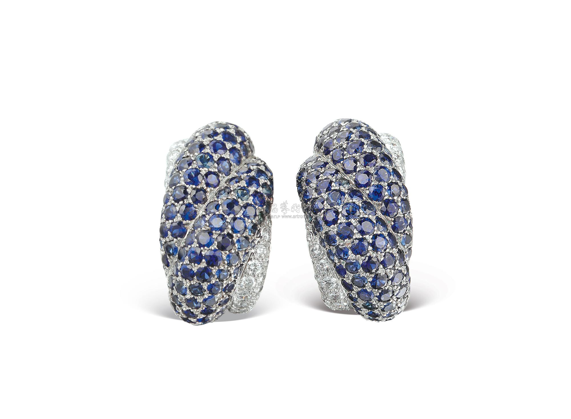 4859 肖邦 chopard 天然蓝宝石配钻石耳环 (一对)