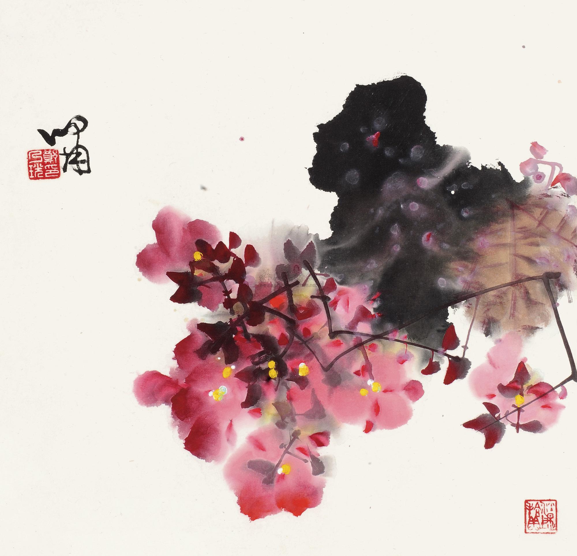 0105 海棠花 镜片 设色纸本