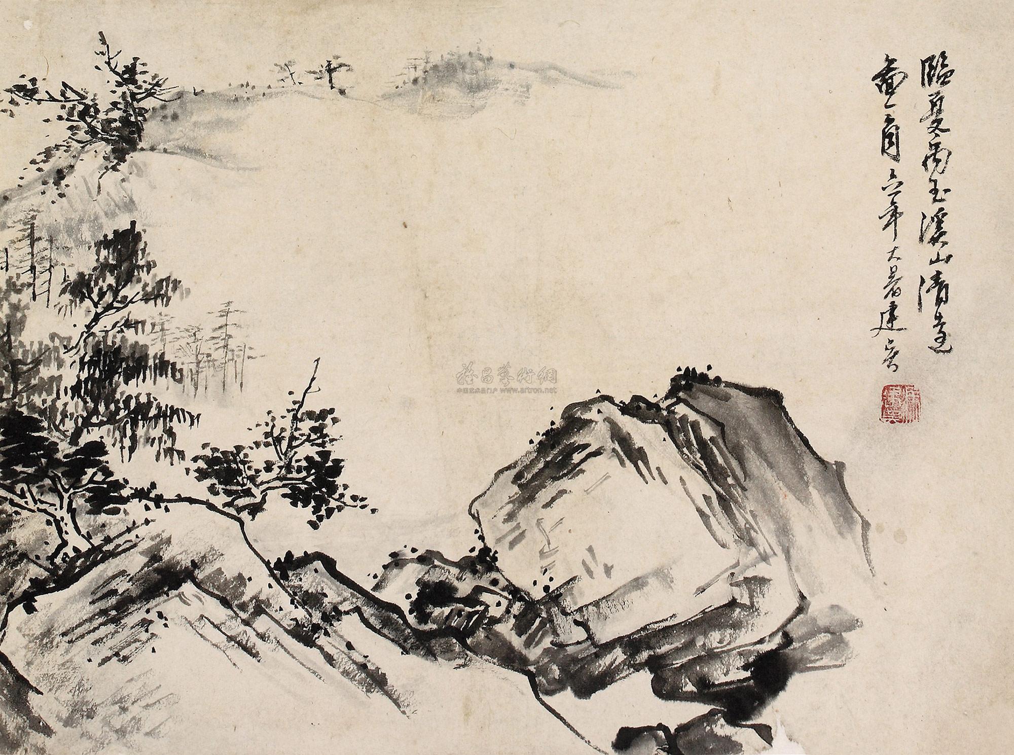 0168溪山清远立轴水墨纸本